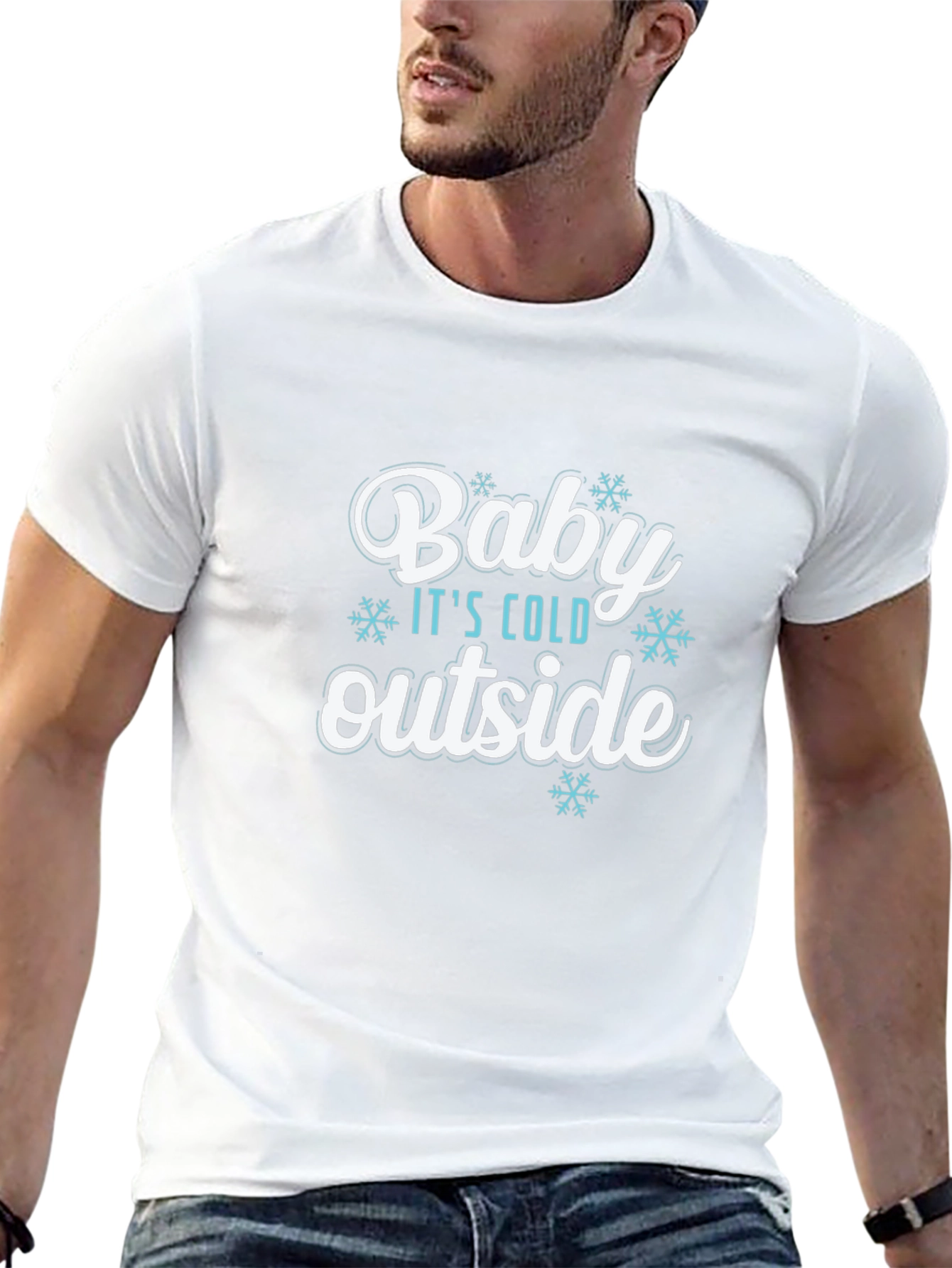Black Baby It's Cold Outside T-Shirt - Winter Holiday Tee view 13