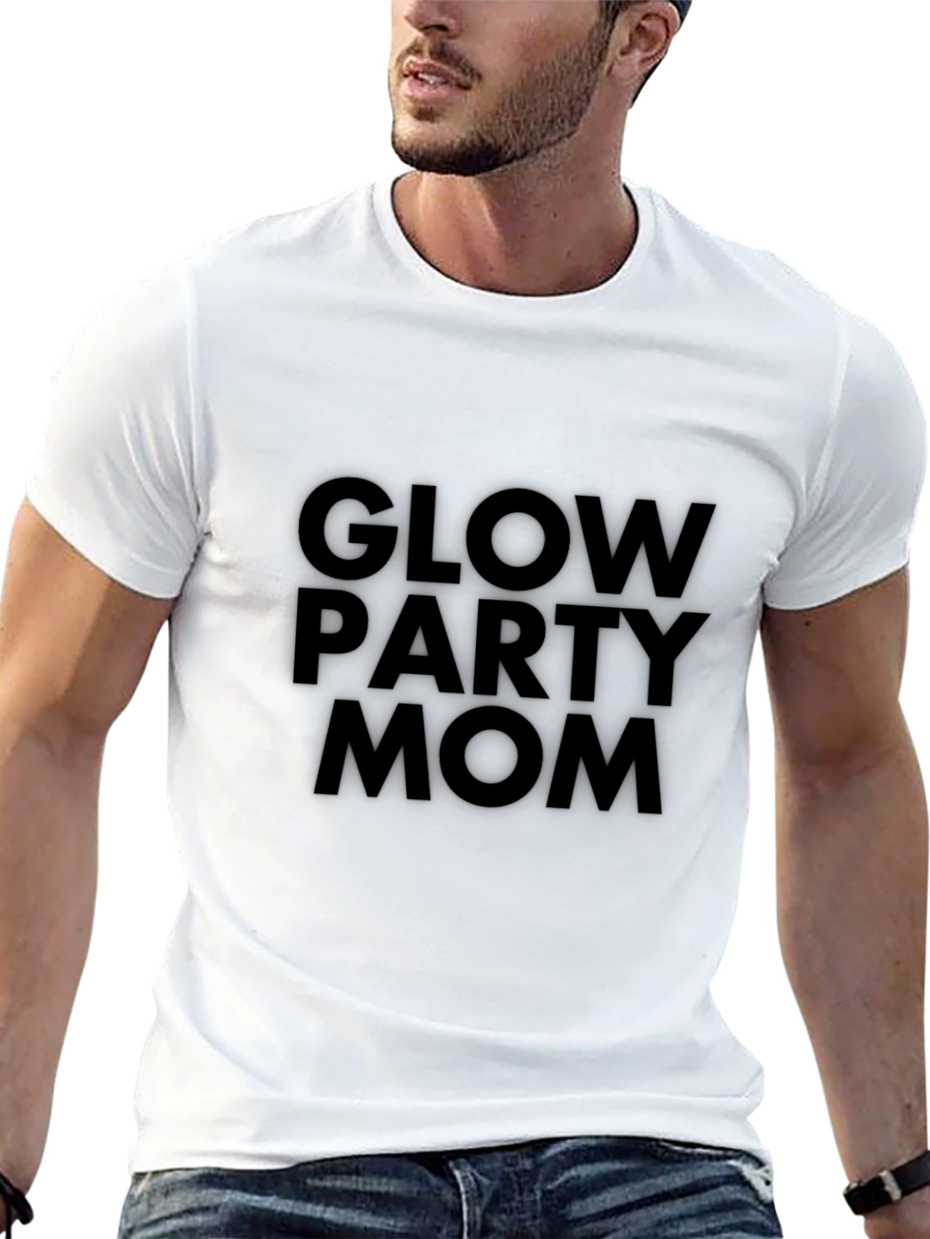 Black Glow Party Mom T-Shirt - Black Graphic Tee view 13