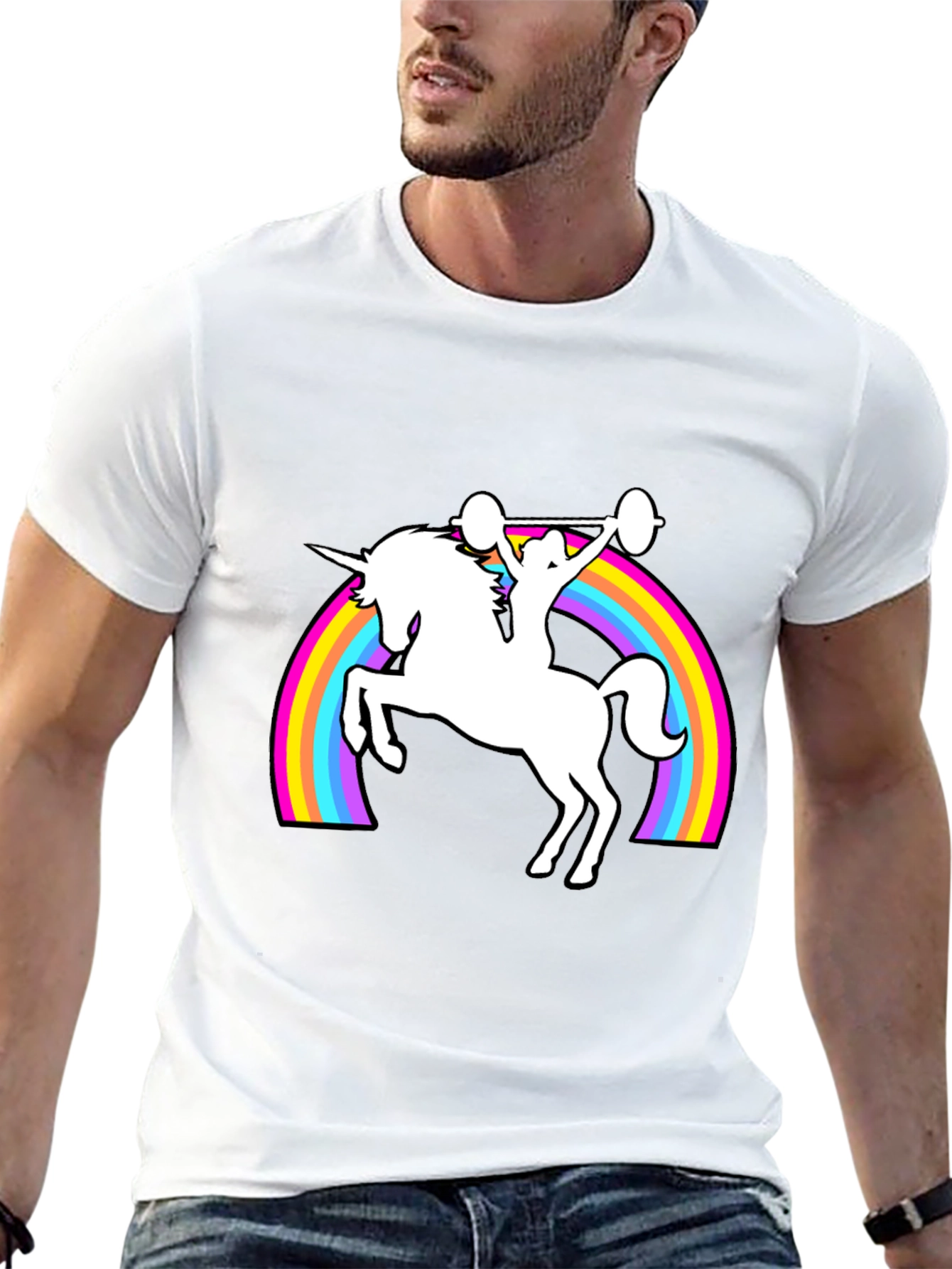 Black Unicorn Weightlifting Rainbow T-Shirt view 13