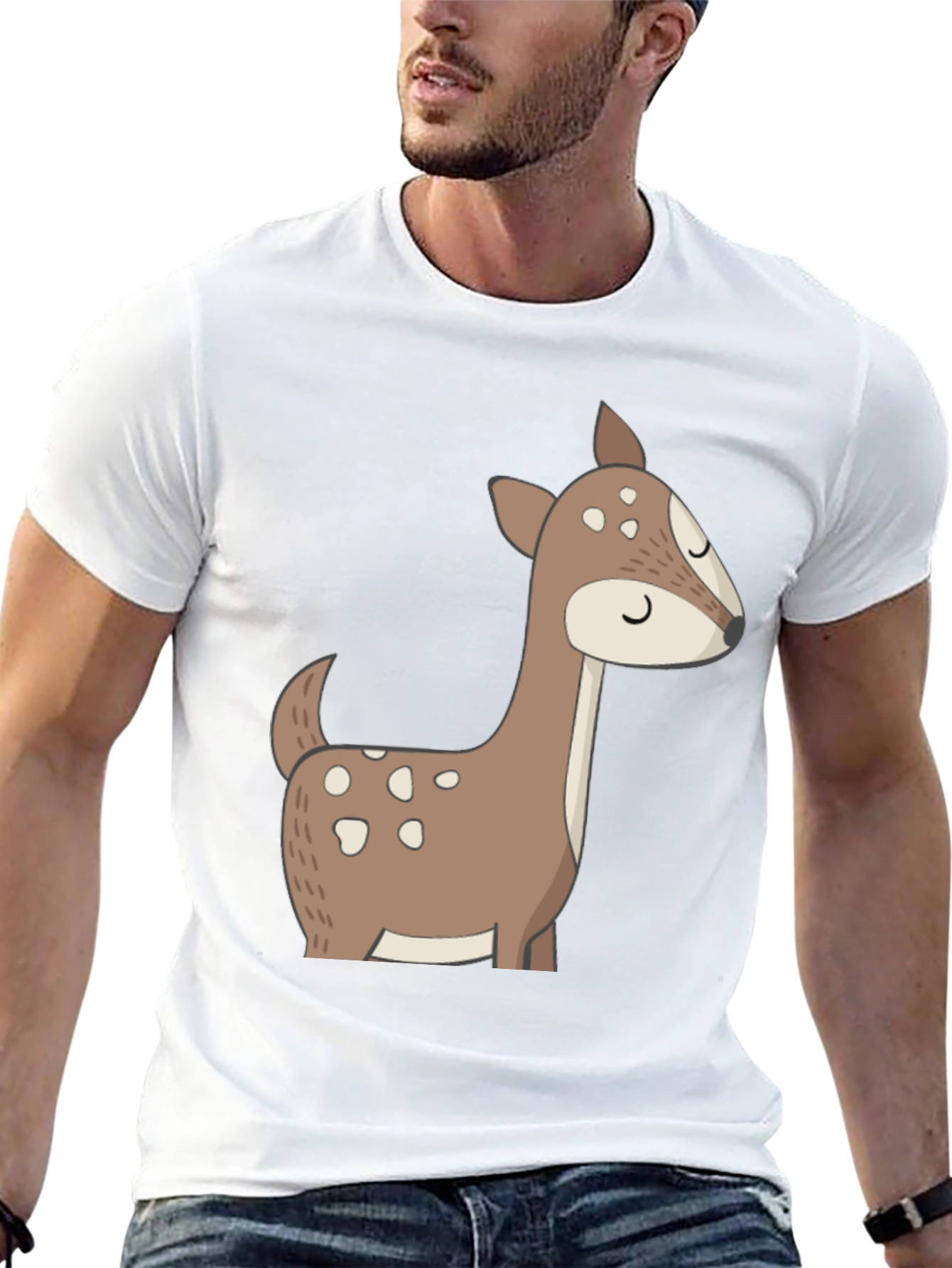 Black Cute Deer Graphic Tee - Black T-Shirt view 13