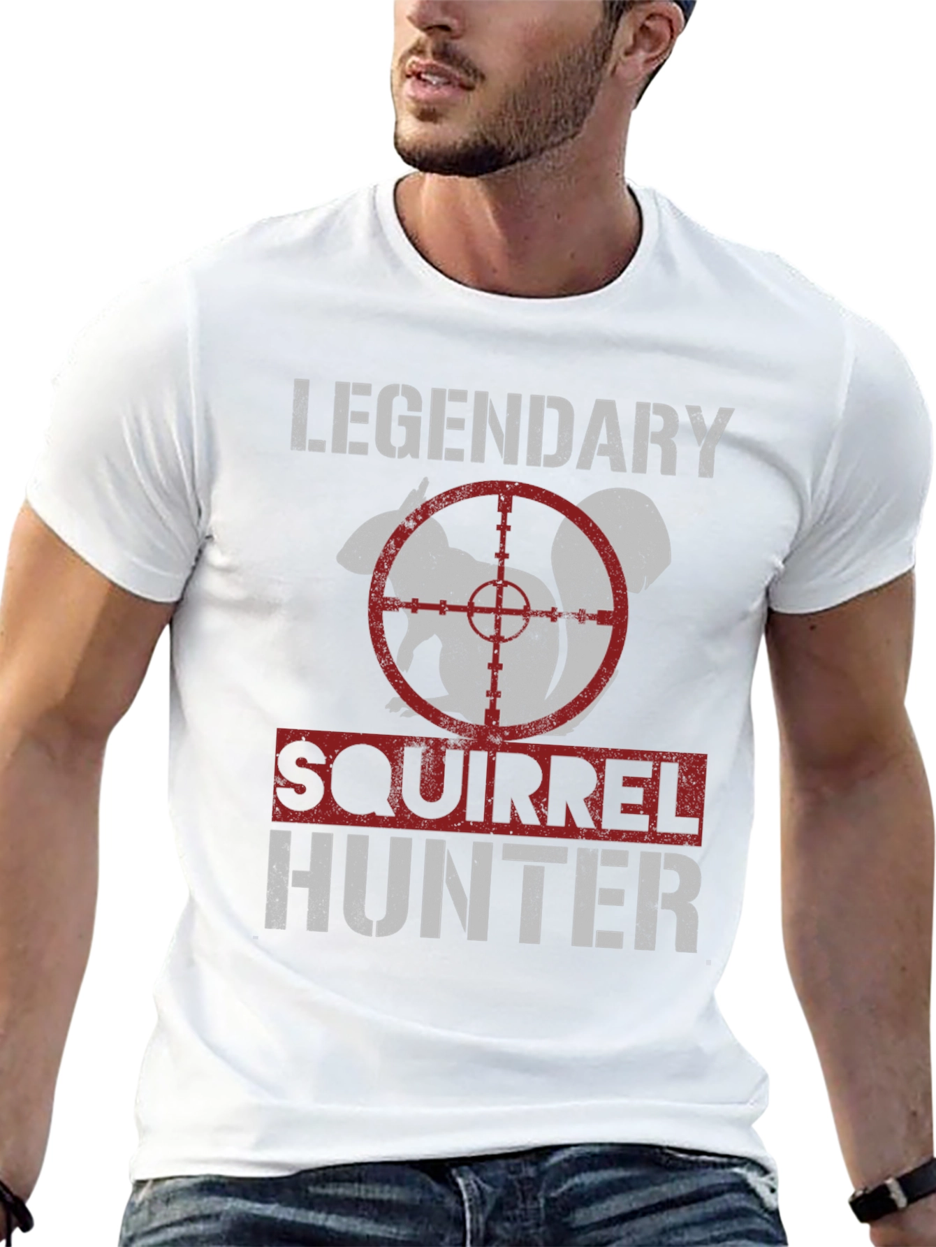 Black Legendary Squirrel Hunter T-Shirt - Funny Hunting Tee view 13