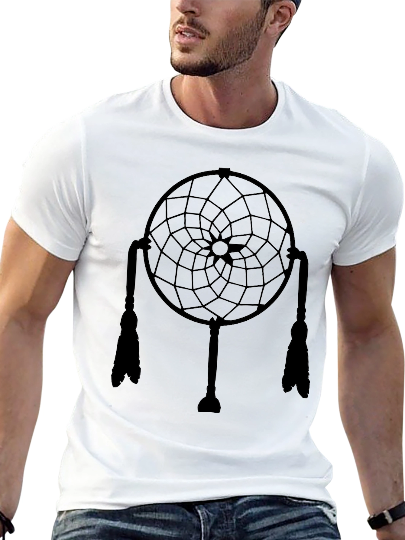 Black Dreamcatcher Graphic Tee - Unisex Black T-Shirt view 13