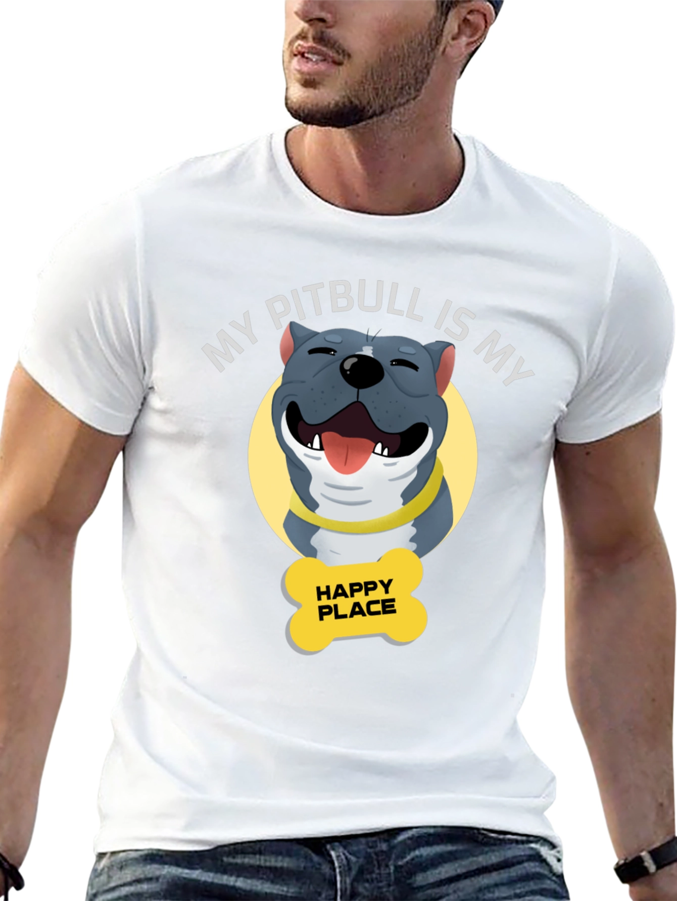 Black My Pitbull is My Happy Place T-Shirt view 13