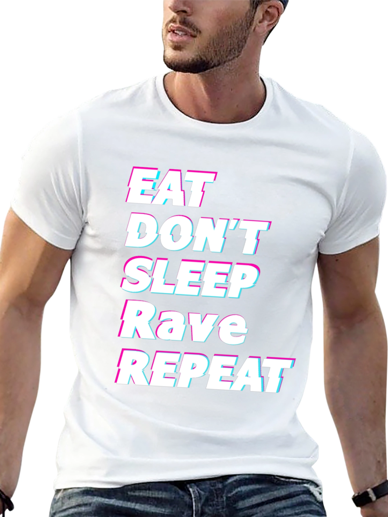 Black Eat Sleep Rave Repeat Graphic Tee view 13