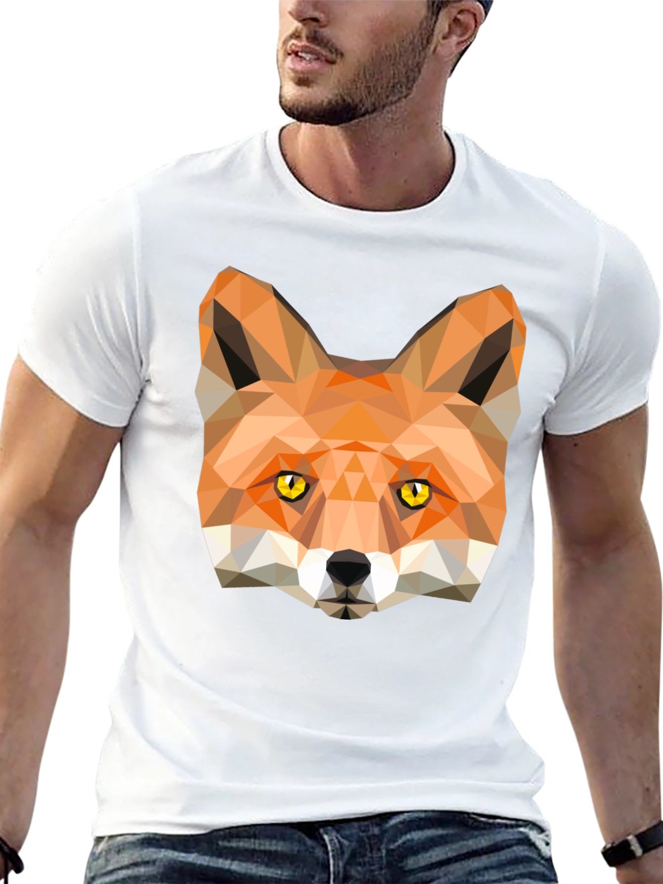Black Geometric Fox Graphic Tee - Modern Style view 13
