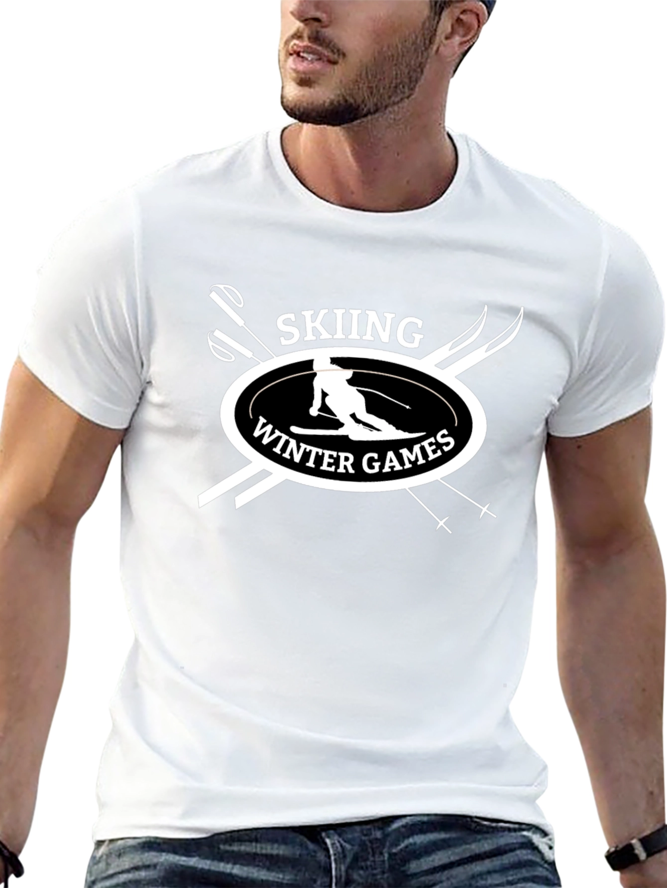 Black Skiing Winter Games Black T-Shirt view 13