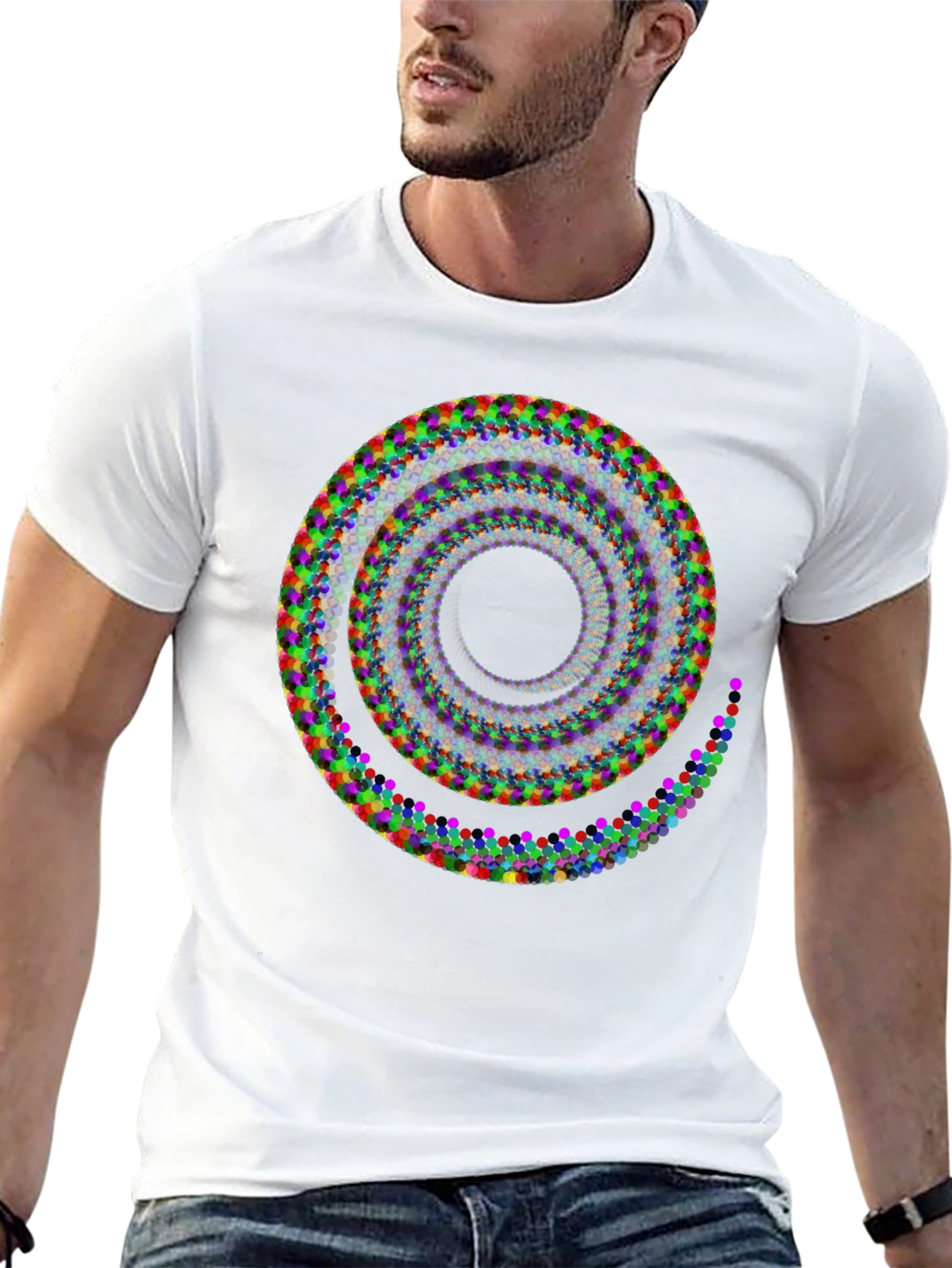 Black Abstract Spiral Graphic T-Shirt - Modern Art Design view 13