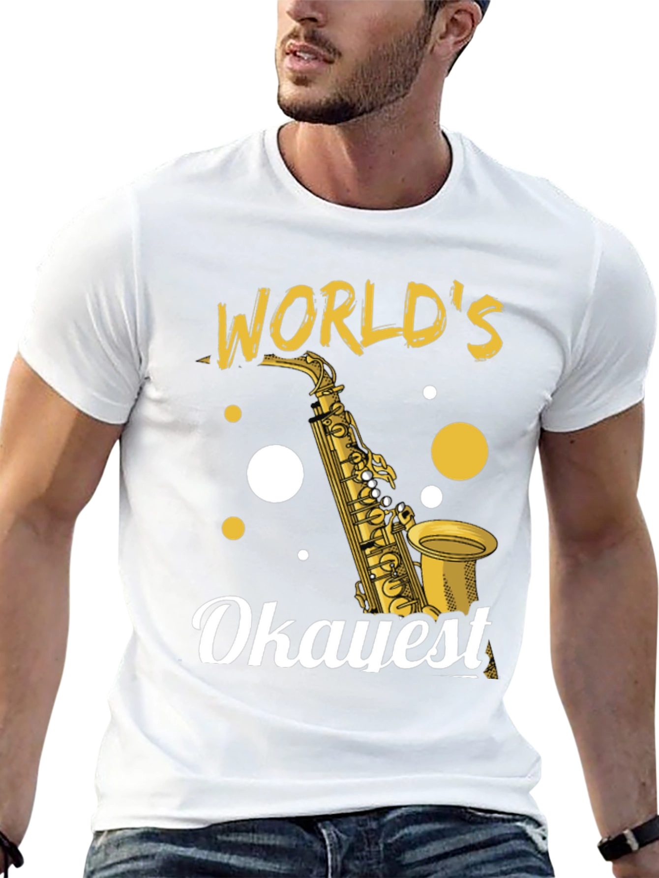 Black World's Okayest Saxophone Player T-Shirt view 13
