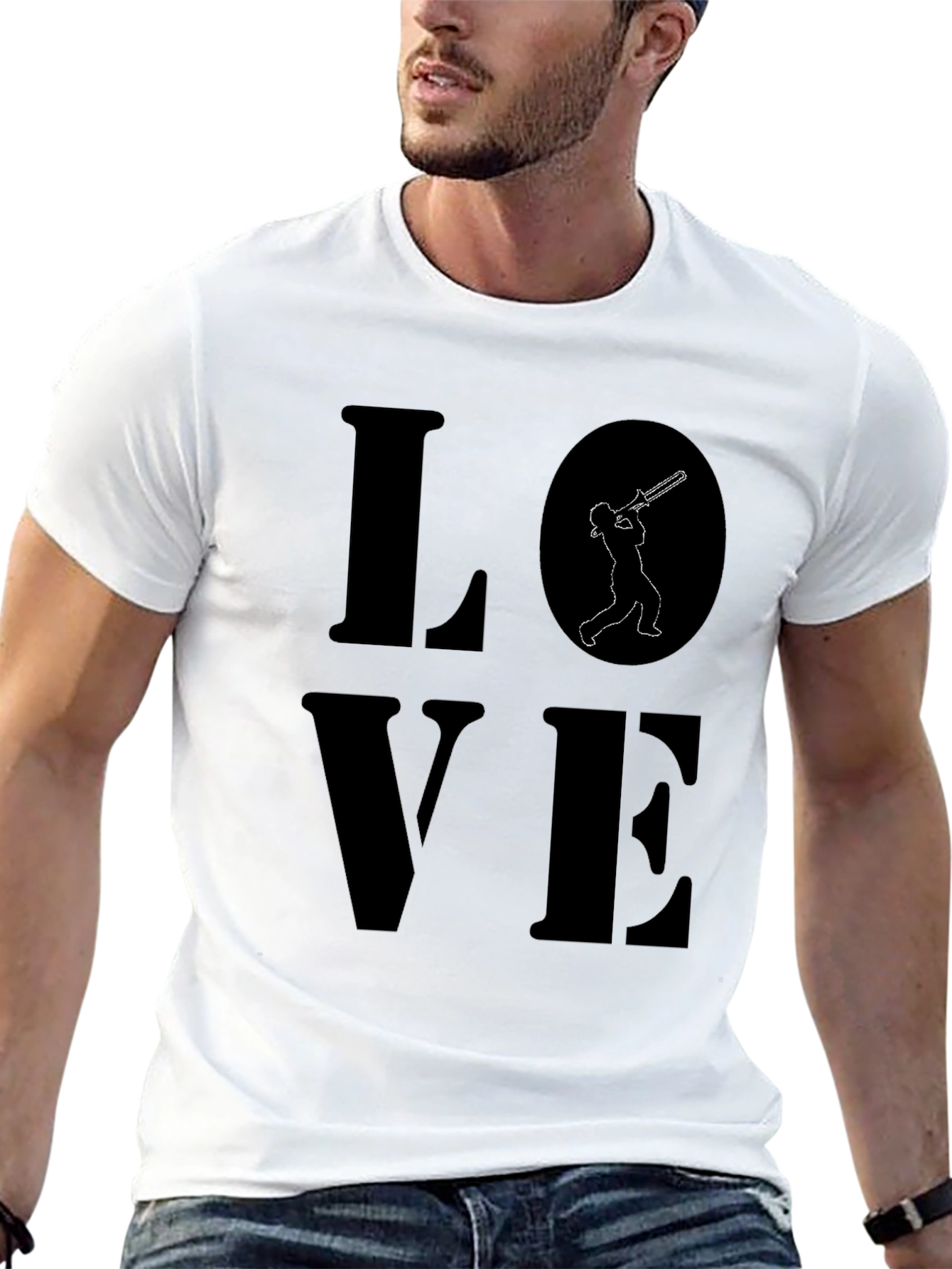 Black LOVE Trombone T-Shirt, Music Tee view 13