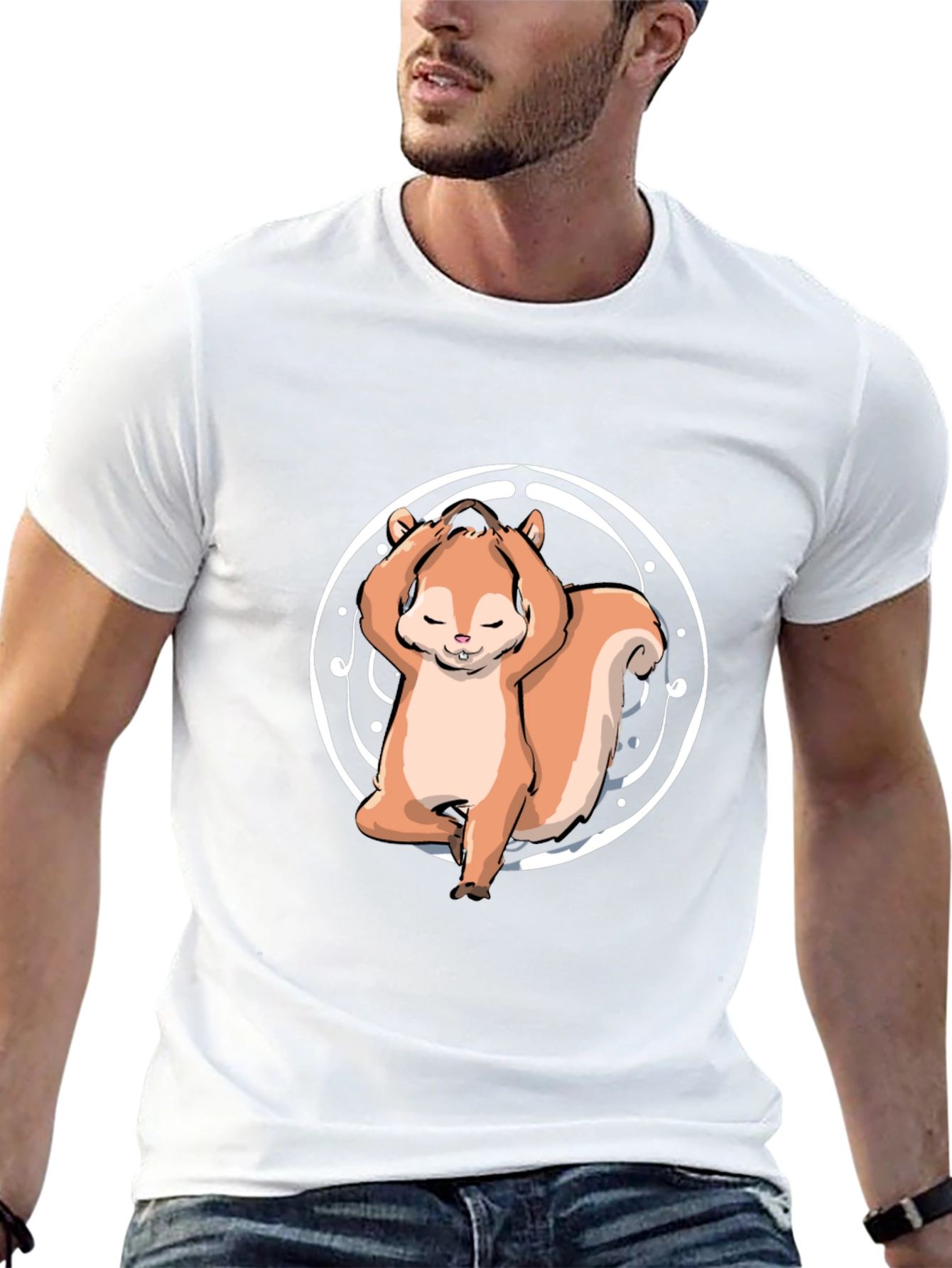 Black Yoga Squirrel Tee - Zen and Funny view 13
