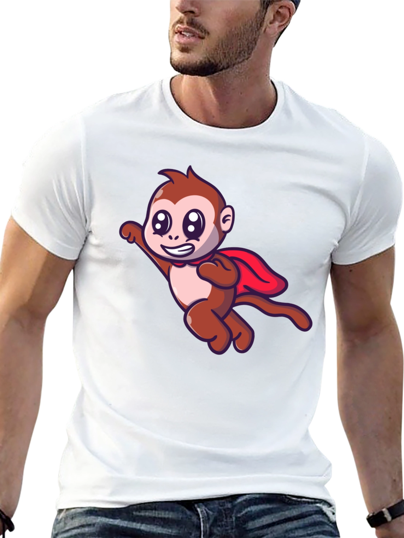 Black Superhero Monkey Black T-Shirt view 13