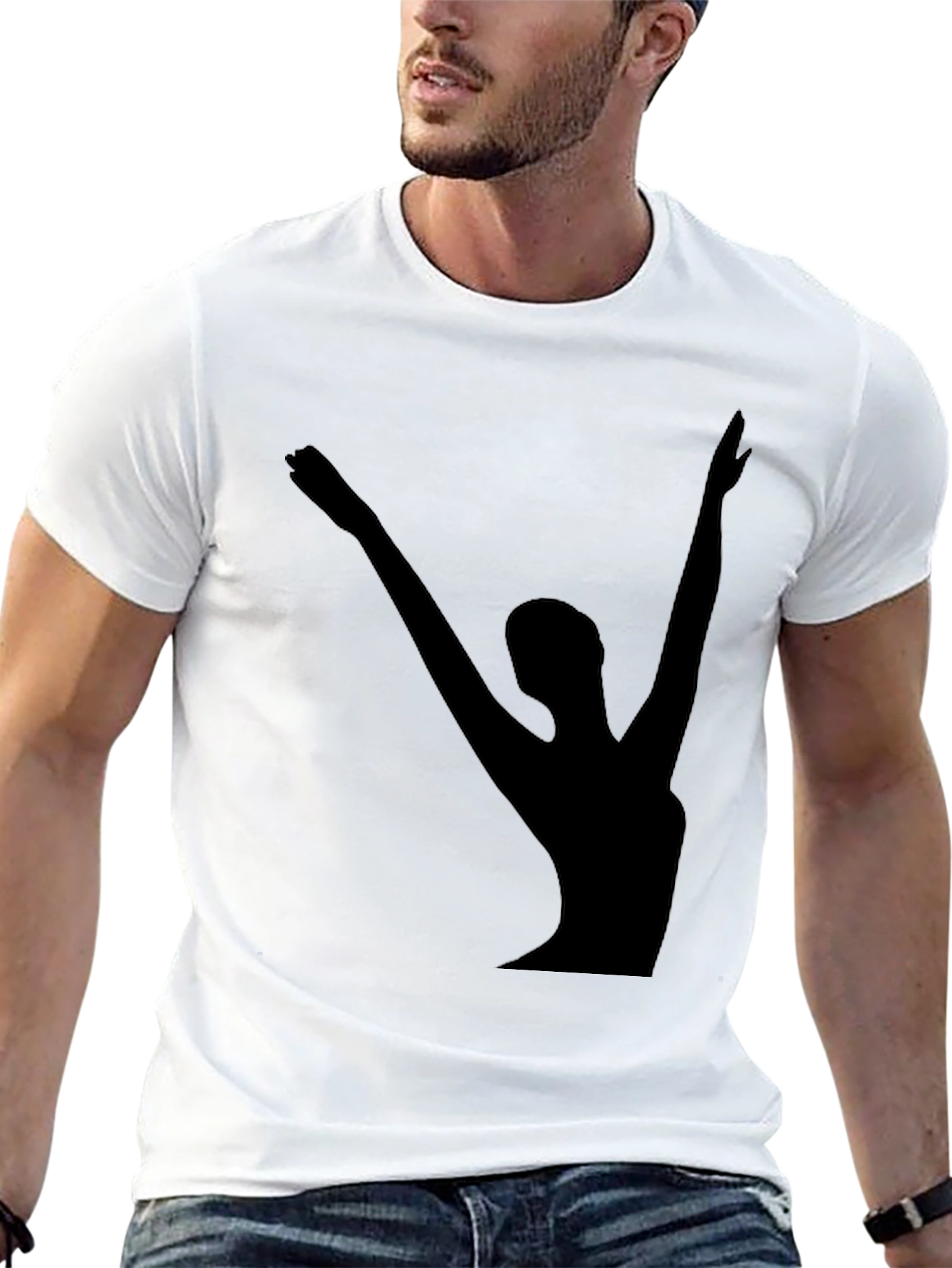 Black Silhouette Dancer Graphic Tee - Classic Black Cotton T-Shirt view 13