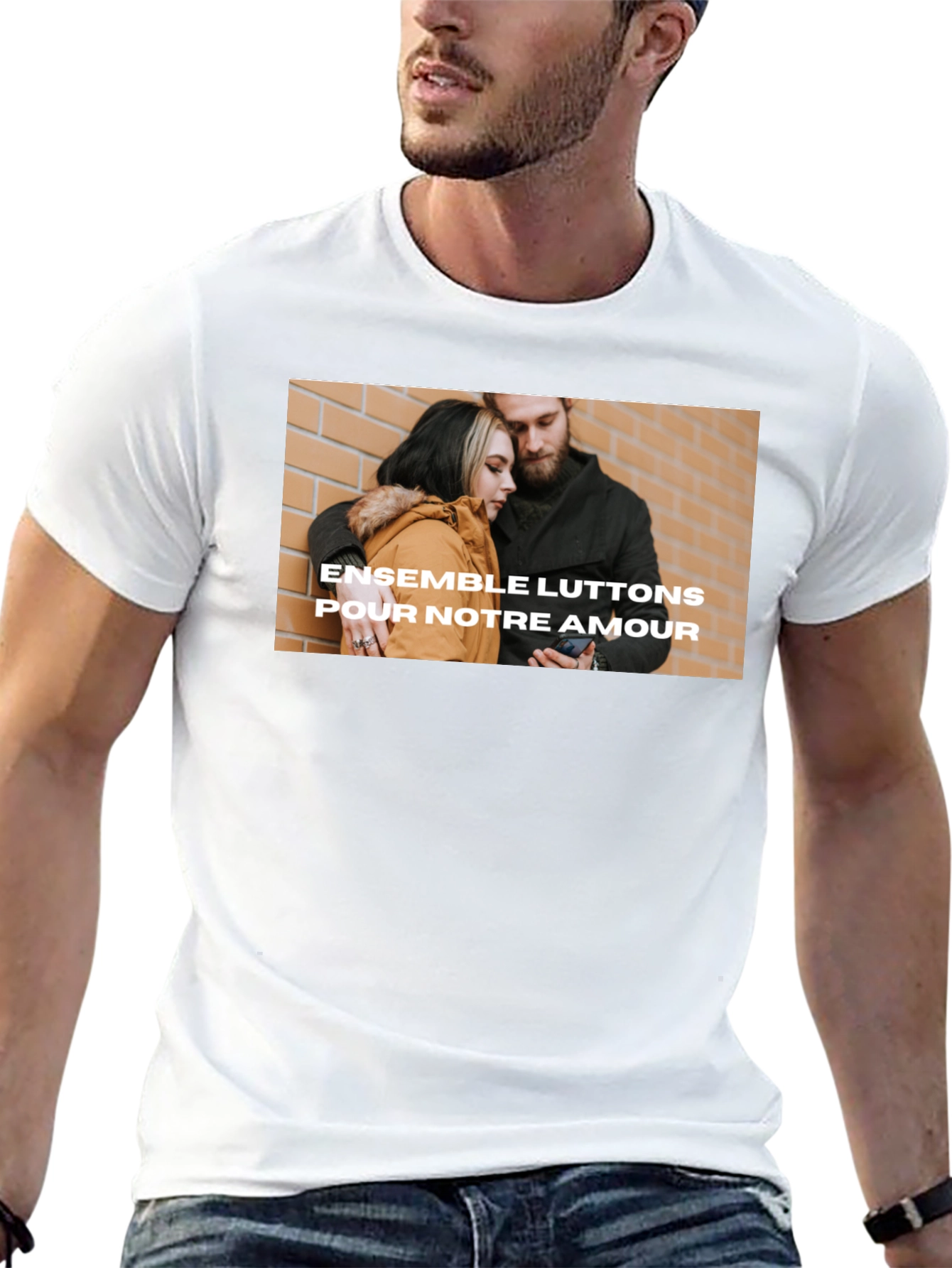 Black Trendy Black Tee with Love Graphic view 13