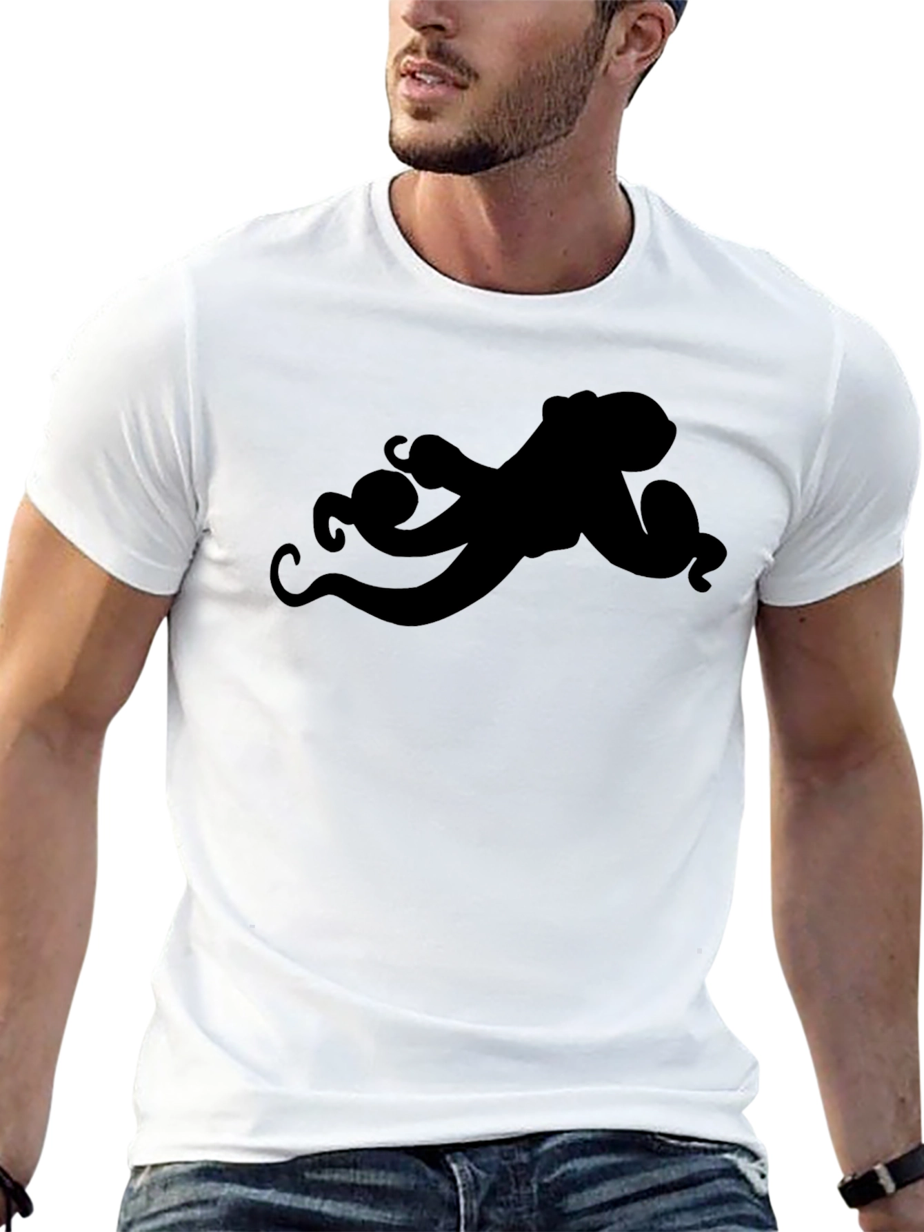 Black Black Octopus Graphic Tee - Unique Design view 13