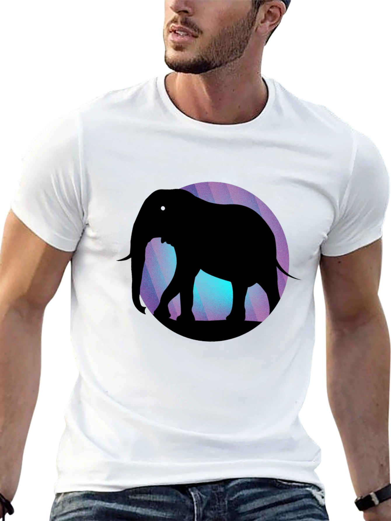 Black Elephant Silhouette Graphic Tee - Black view 13