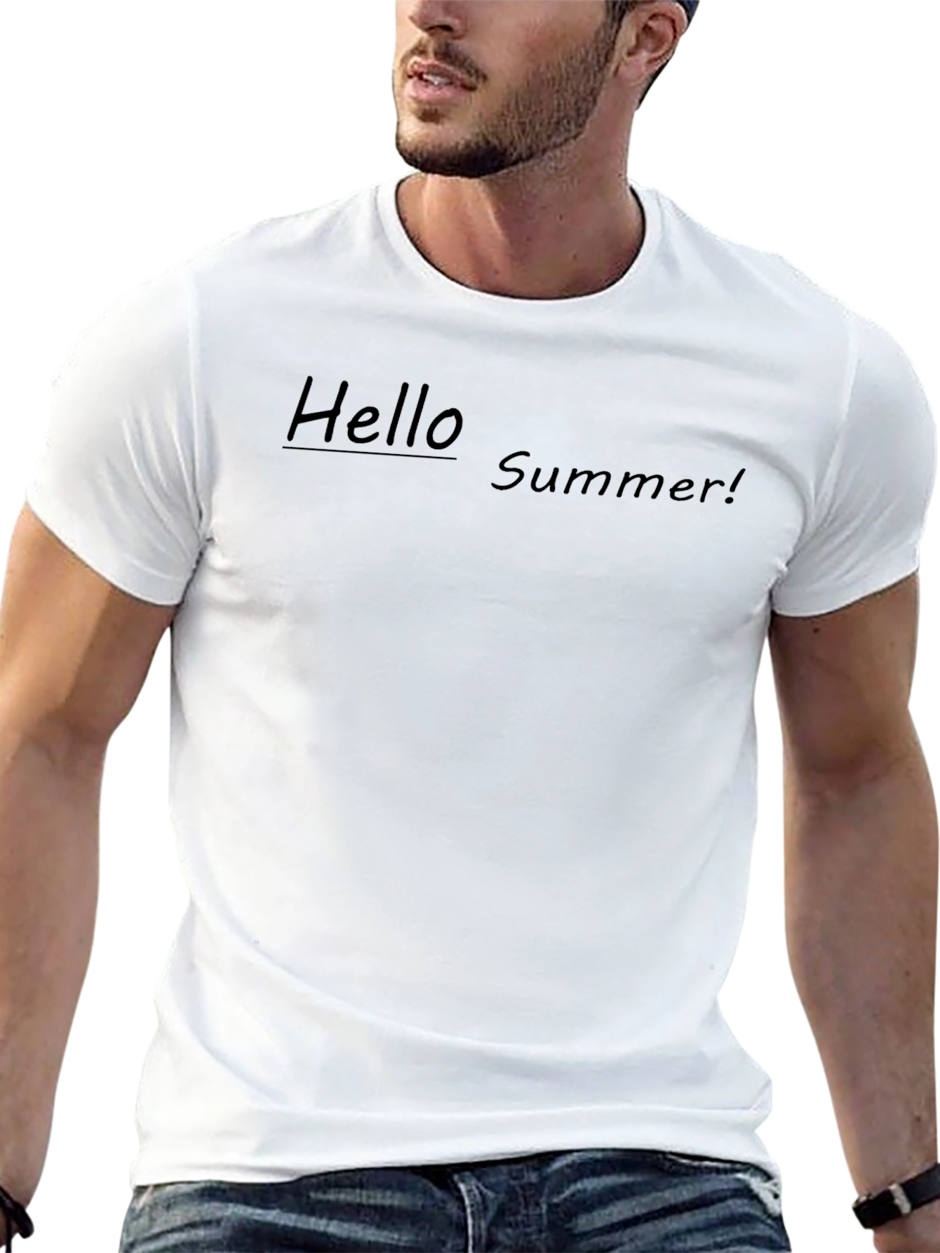 Black Hello Summer! Black Cotton T-Shirt view 13