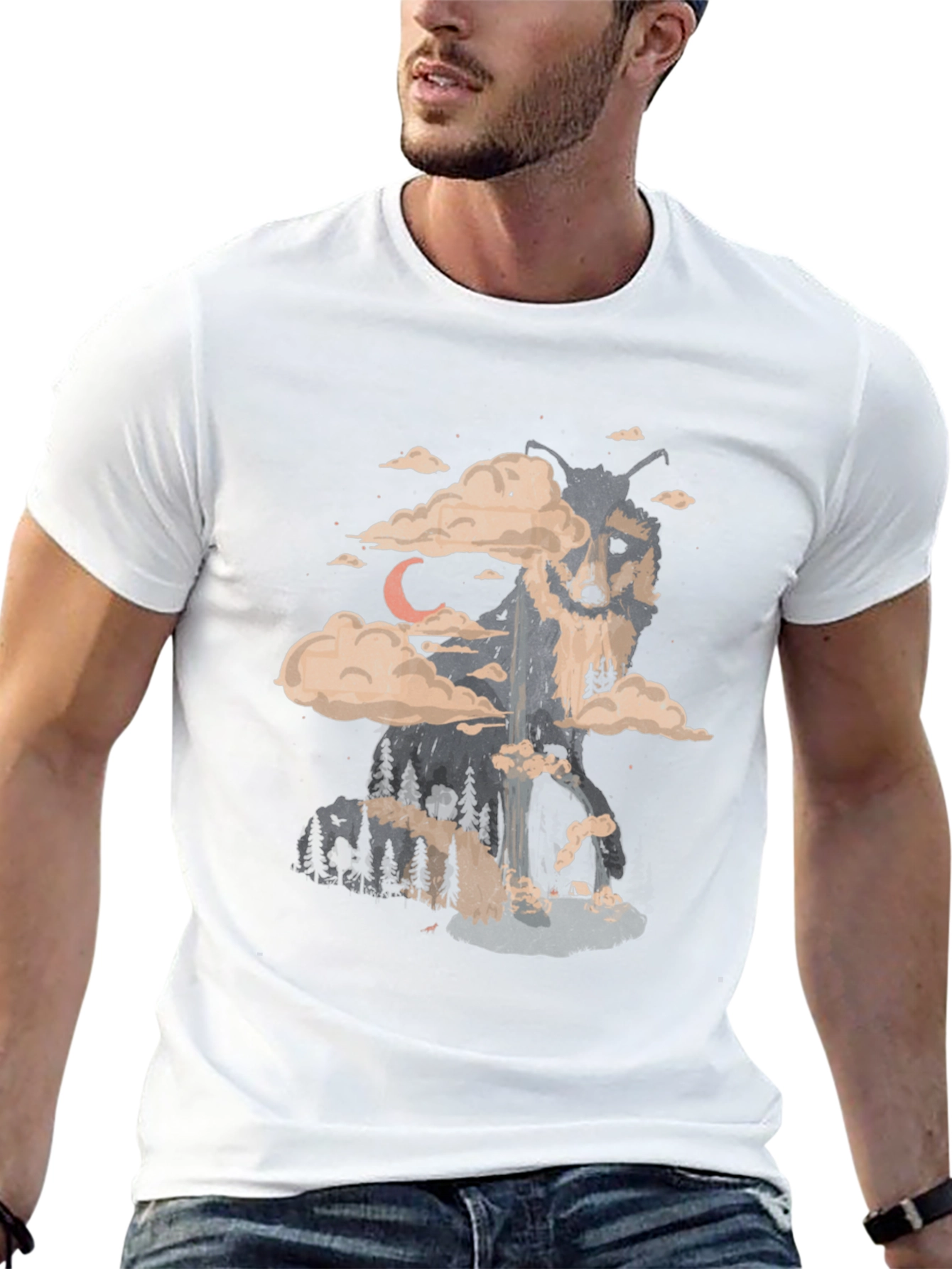 Black Wolf Landscape Graphic Tee - Nature Inspired Print view 13