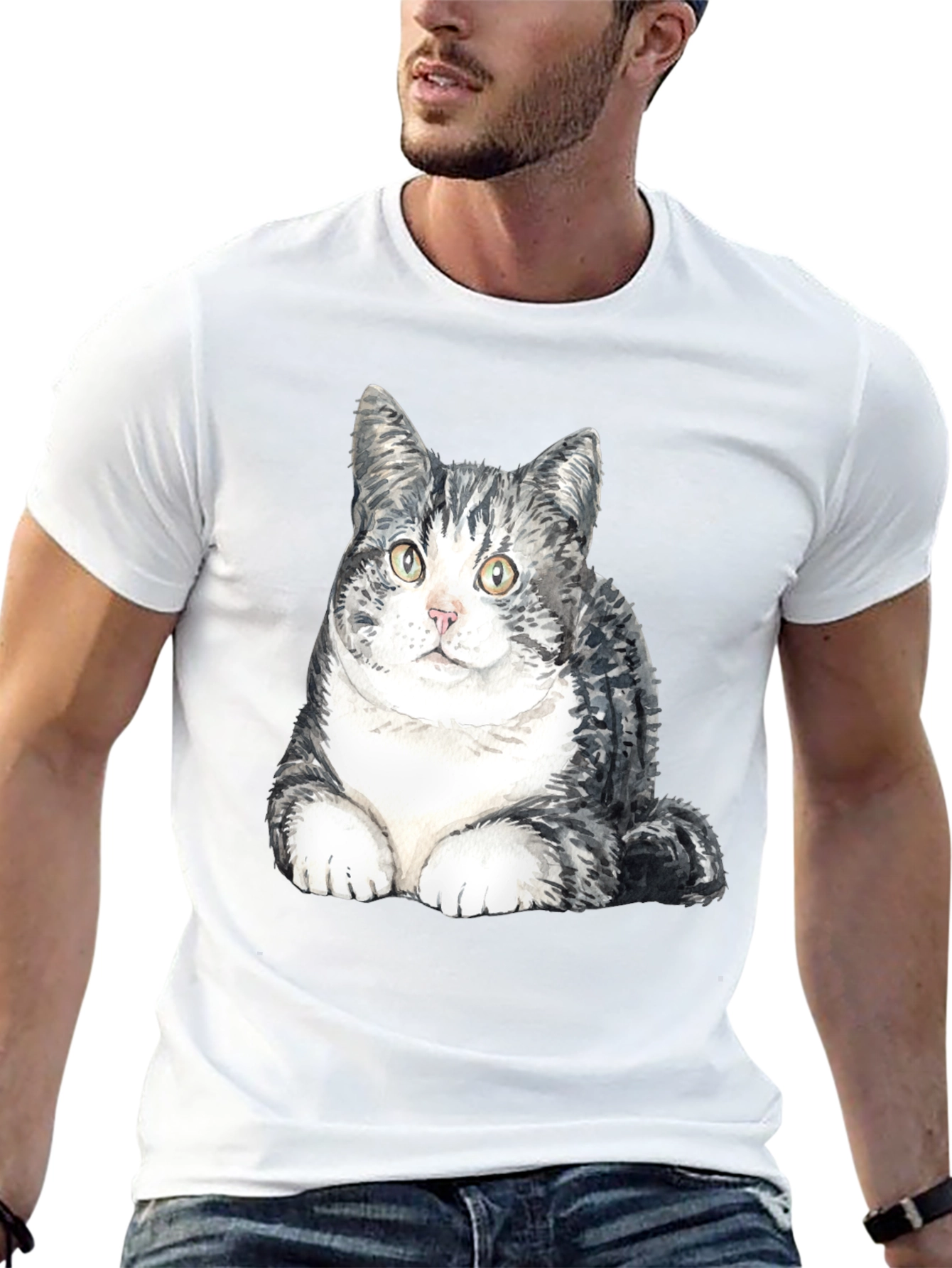 Black Cute Cat Graphic T-Shirt - Soft Cotton Blend view 13