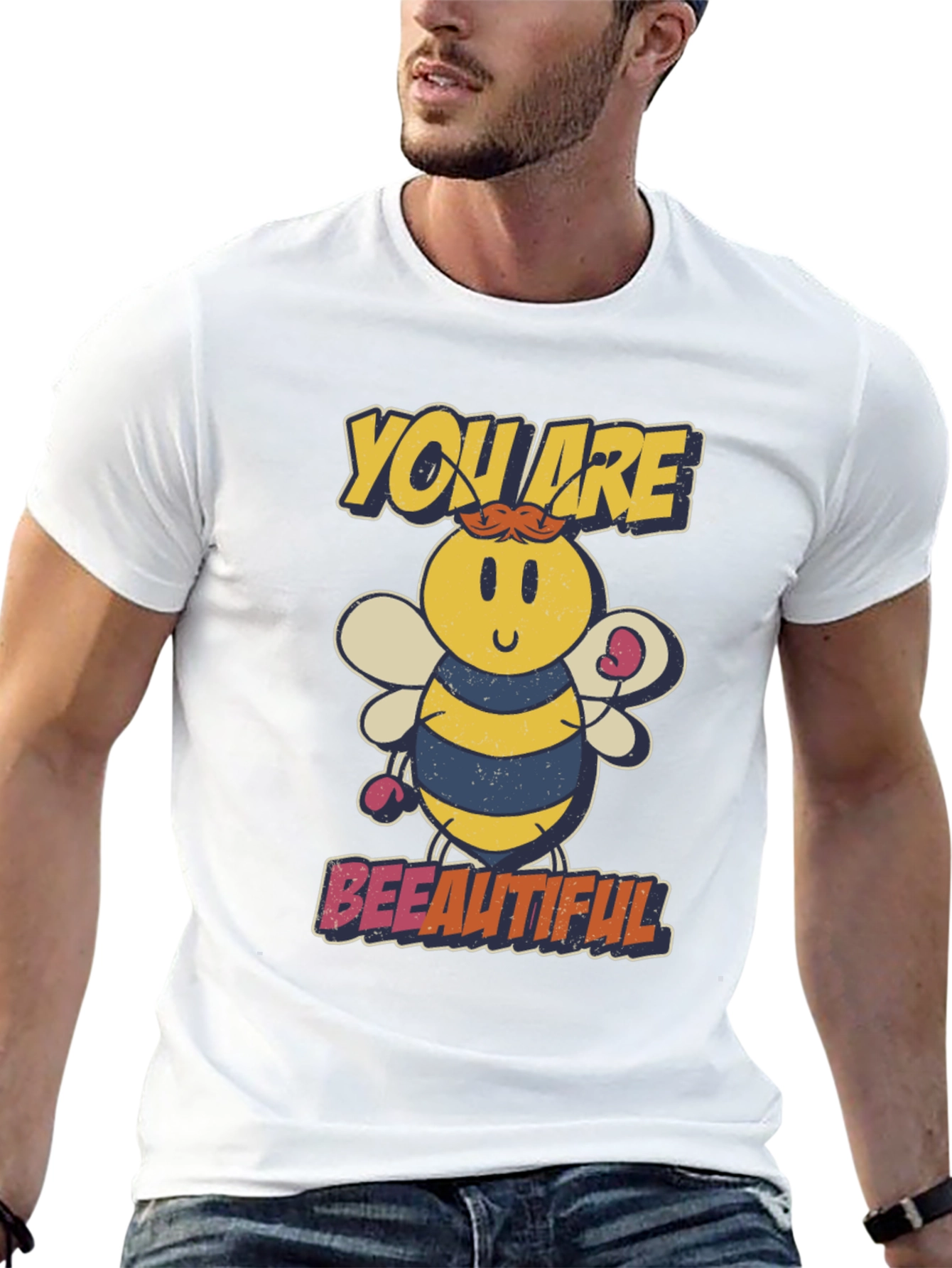 Black Bee-utiful Cartoon Bee Graphic T-Shirt view 13