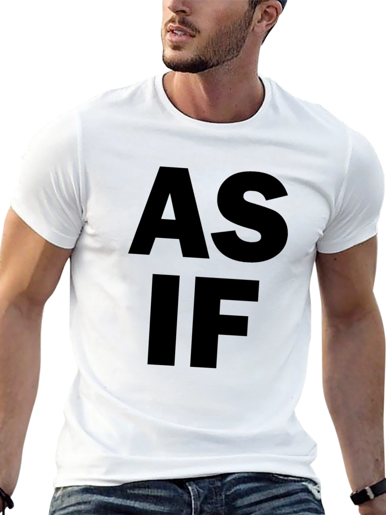 Black As If Graphic Tee - Bold Black Cotton T-Shirt view 13