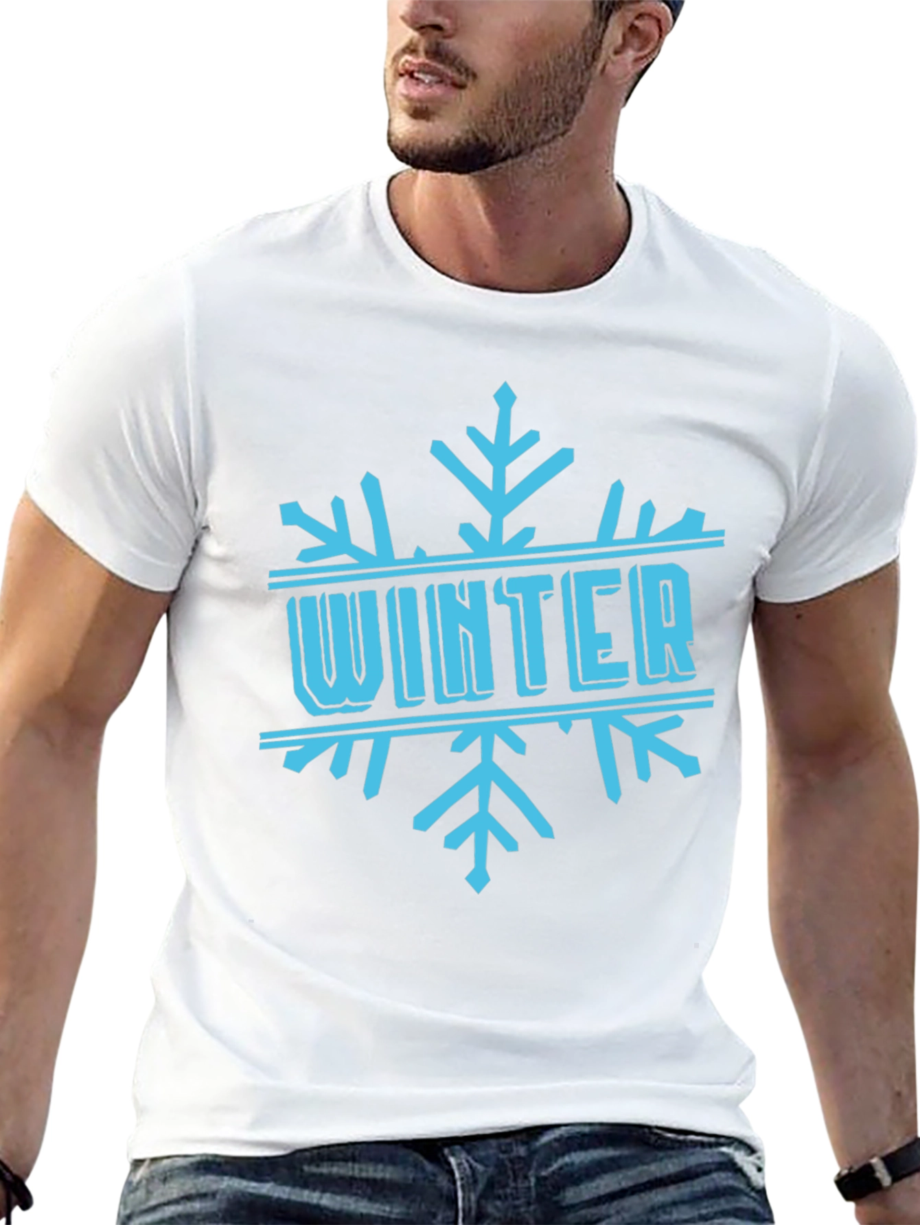 Black Winter Snowflake Graphic Black T-Shirt view 13