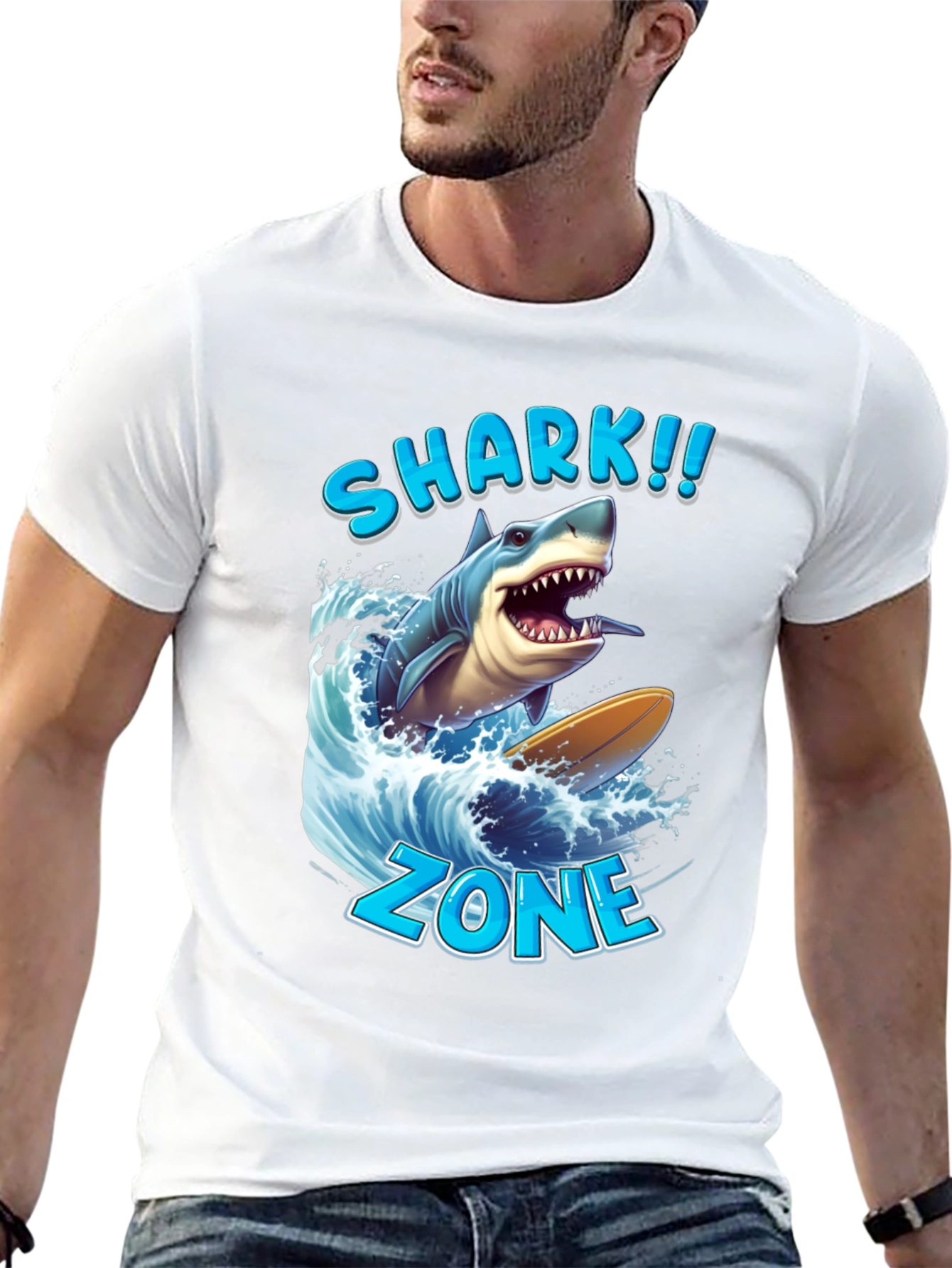 Shark Zone Graphic Tee - Surfing Shark Design - 13