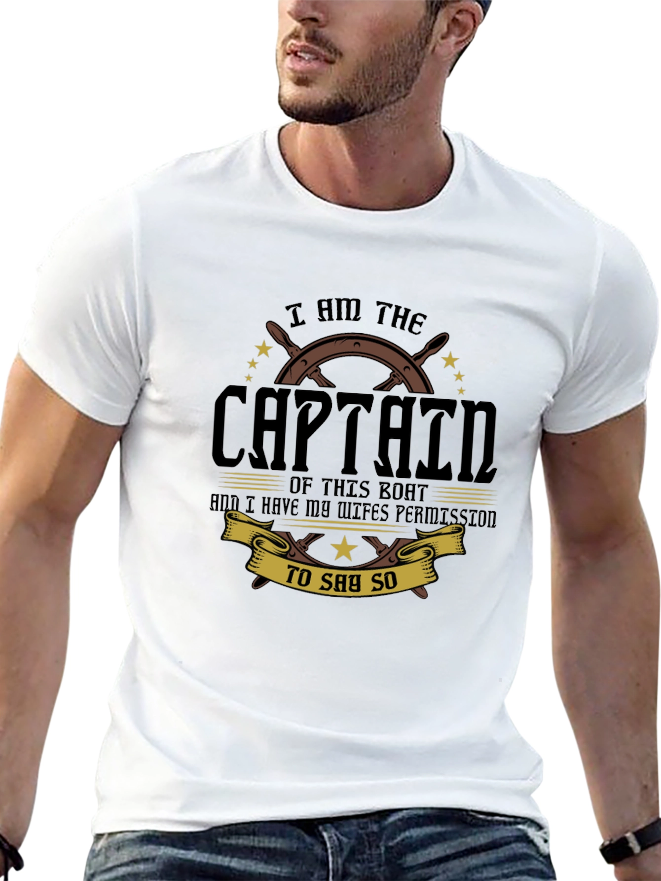 Black I Am The Captain T-Shirt view 13