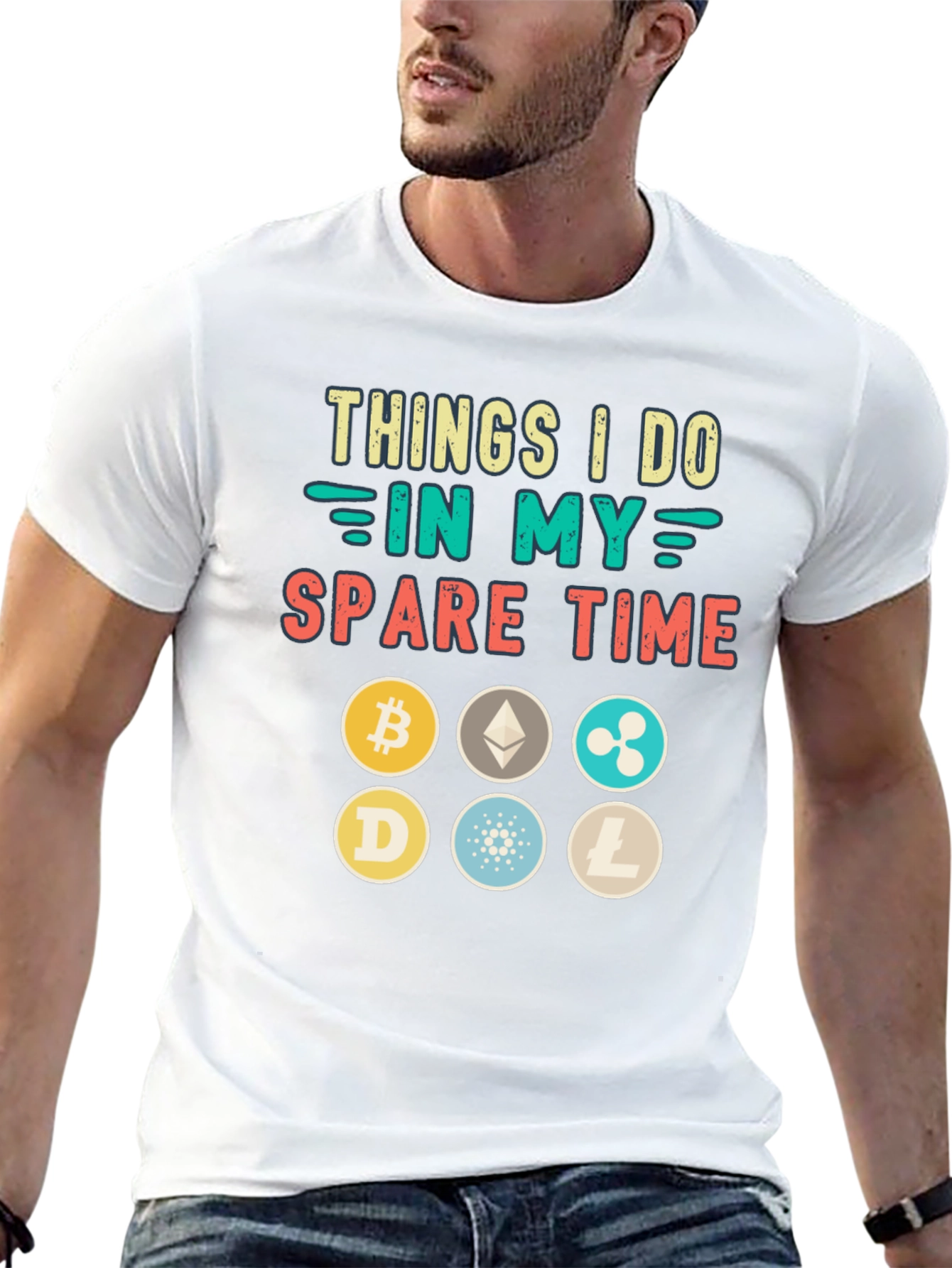 Black Crypto Spare Time T-Shirt - Bitcoin, Ethereum, Dogecoin view 13