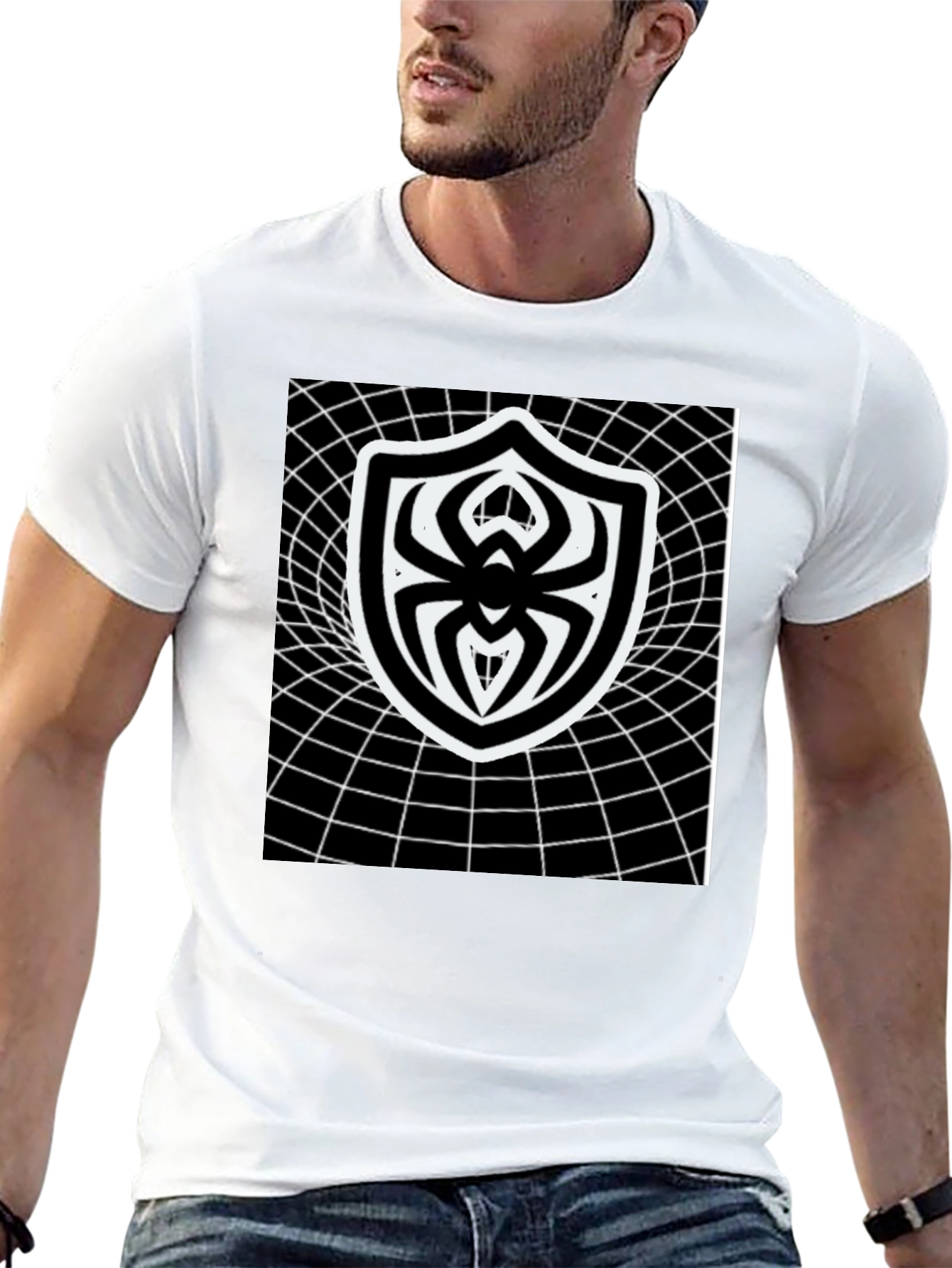 Black Spider Shield Black T-Shirt view 13