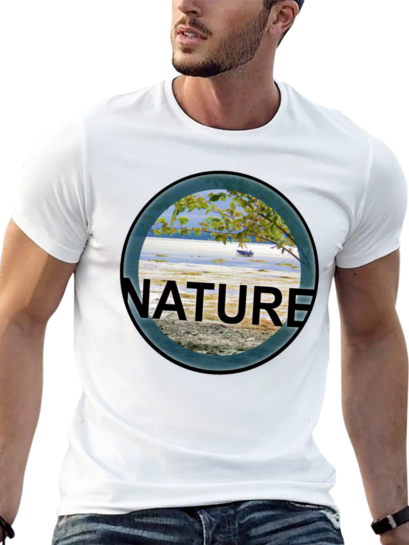 Black Nature Scene Graphic Black T-Shirt view 13