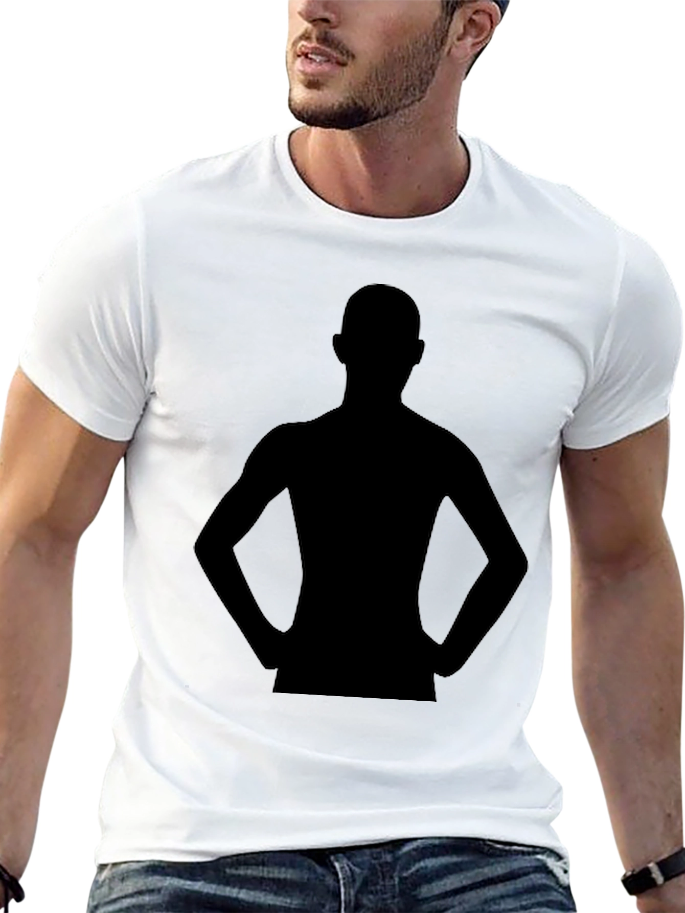 Black Silhouette Graphic Print Tee - Modern Style view 13