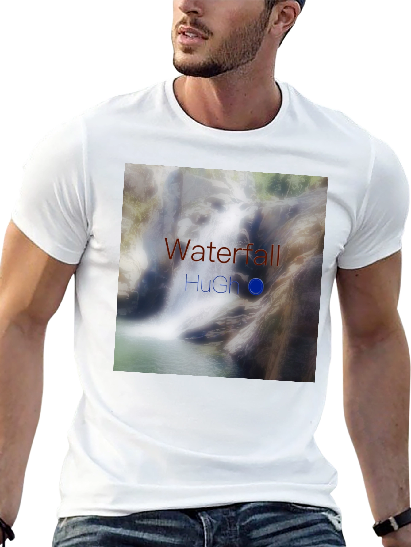 Black Waterfall Graphic Tee - Nature Inspired Design view 13