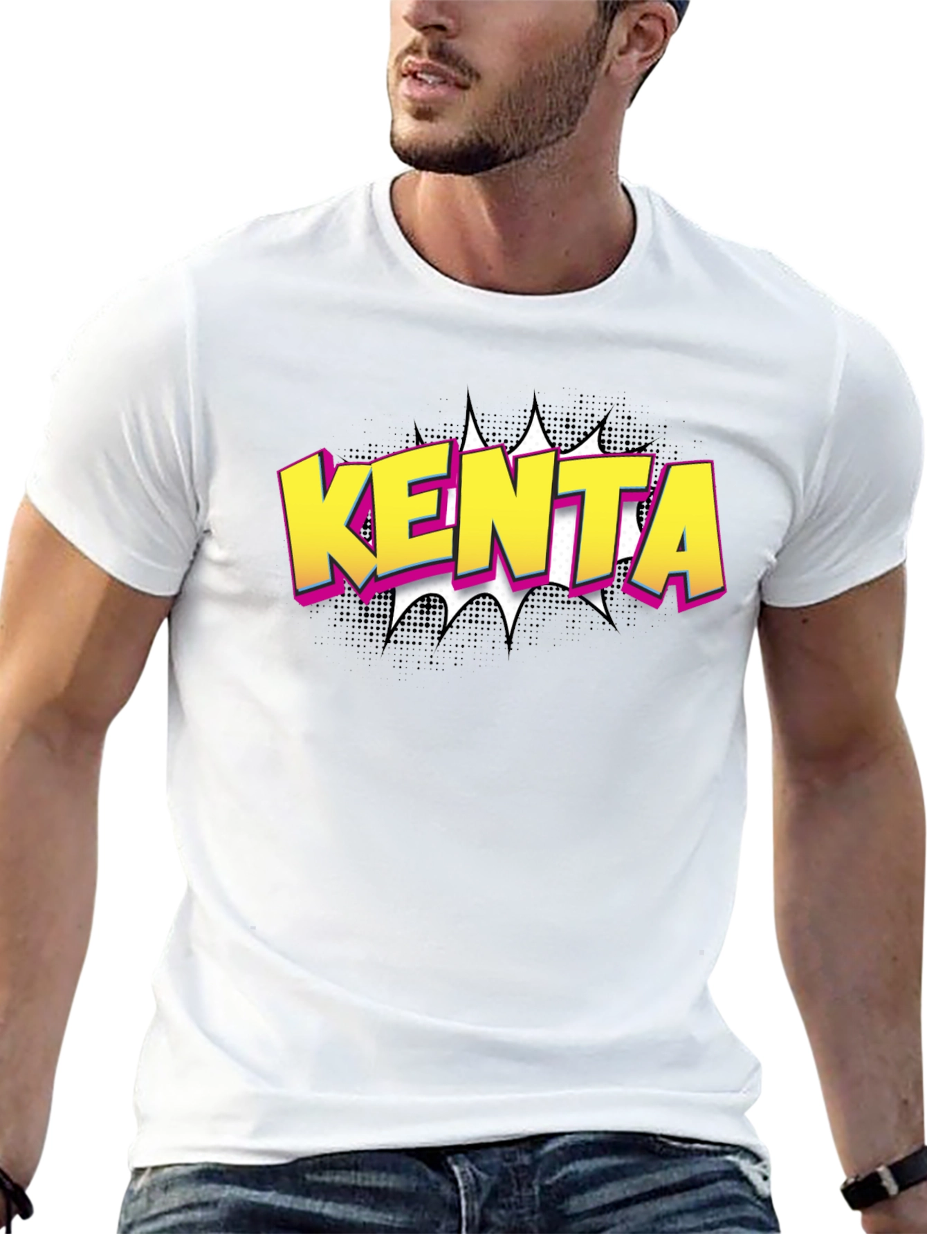 Black KENTA Comic Style T-Shirt - Bold Graphic Tee view 13