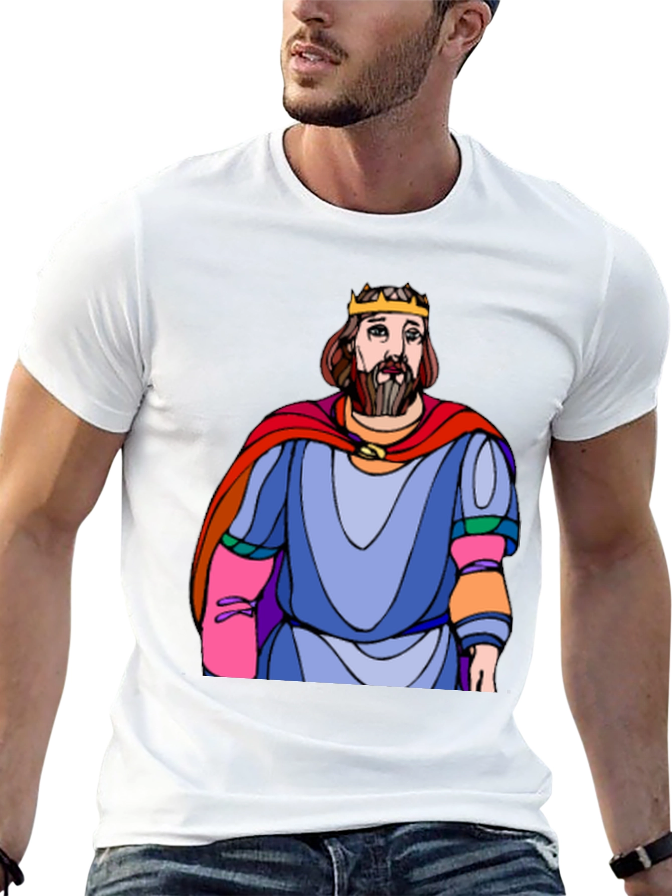 Black King Cartoon Graphic Black T-Shirt view 13