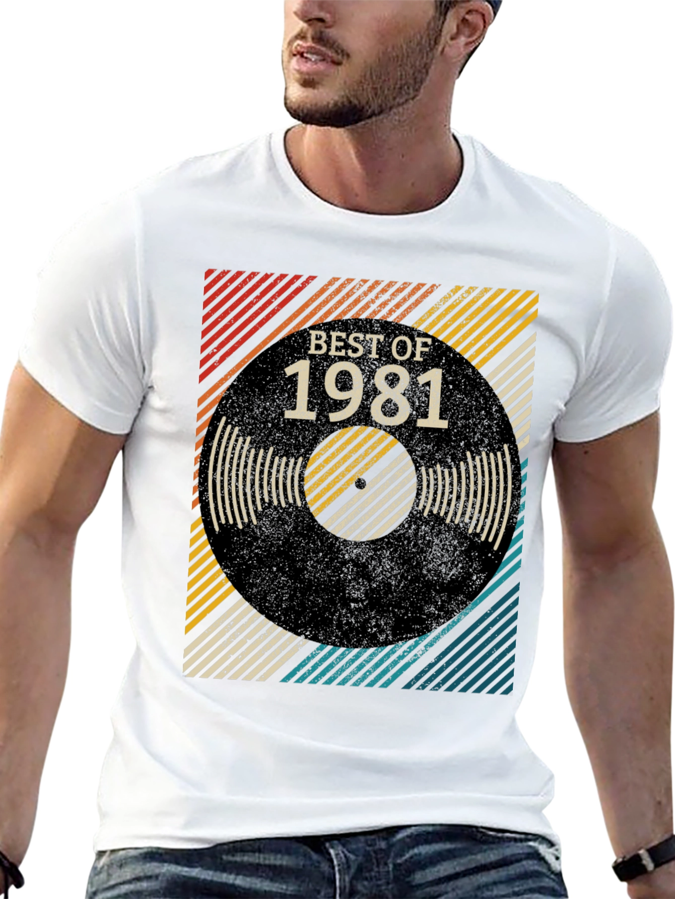 Black Best of 1981 Retro Vinyl T-Shirt view 13