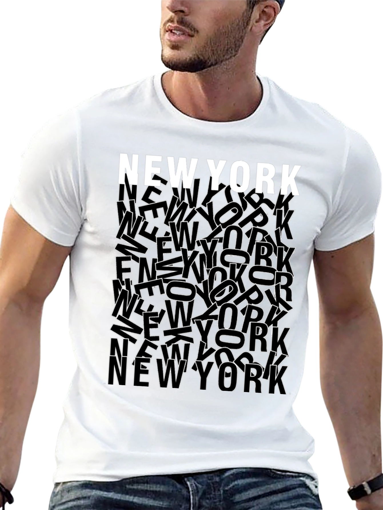 Black New York City Graphic Print Crew Neck T-Shirt view 13