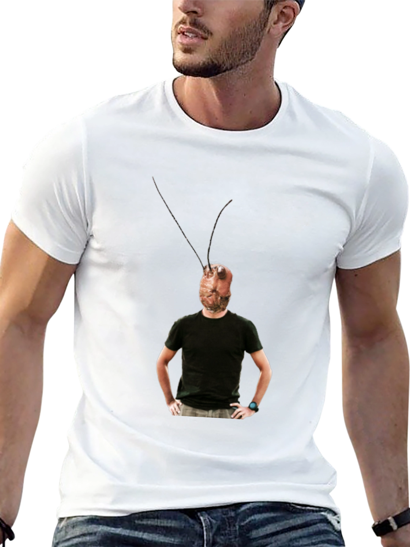 Black Novelty Bug-Head Tee - Adult Humor T-Shirt view 13