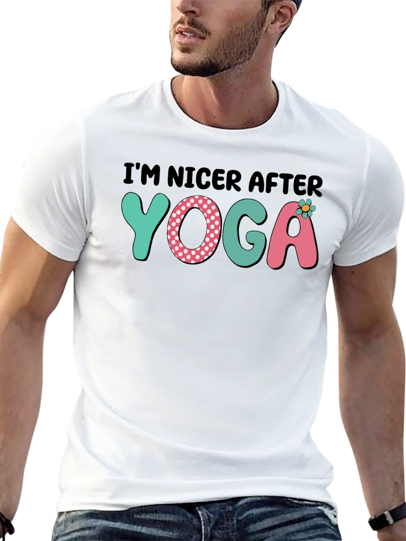 Black I'm Nicer After Yoga Graphic Tee view 13