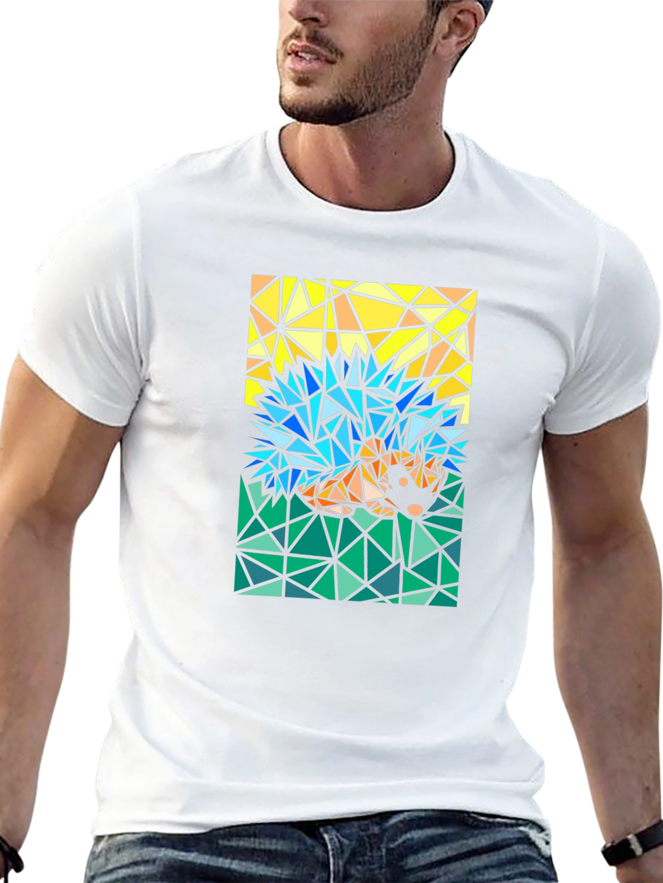 Black Abstract Hedgehog T-Shirt - Geometric Style view 13