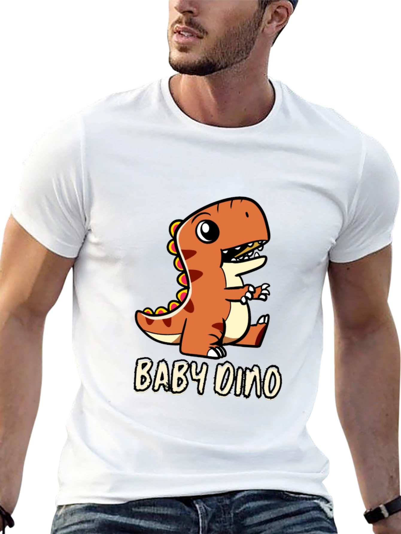 Black Cute Baby Dino Black T-Shirt view 13