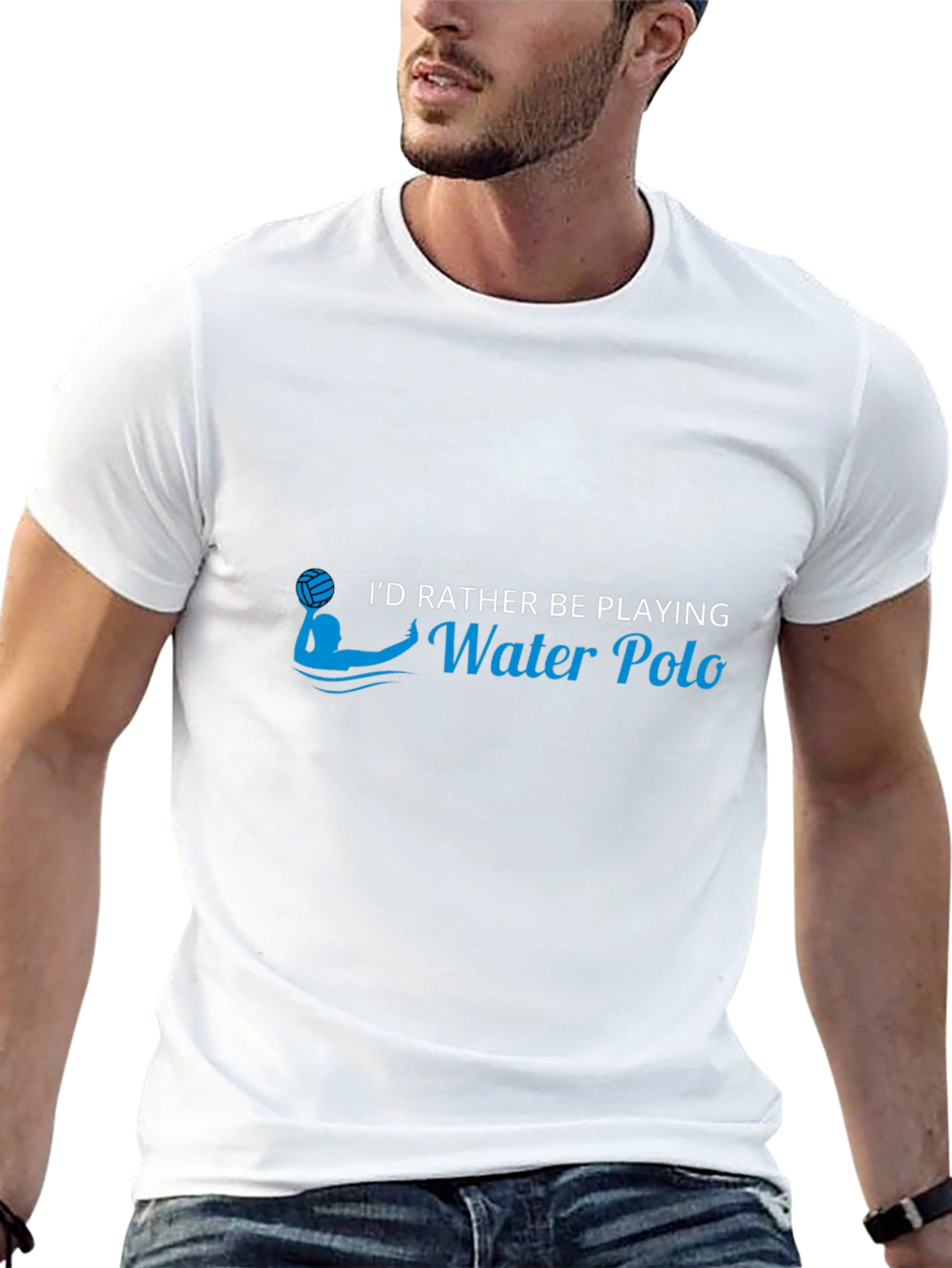Black Water Polo Player Graphic T-Shirt view 13
