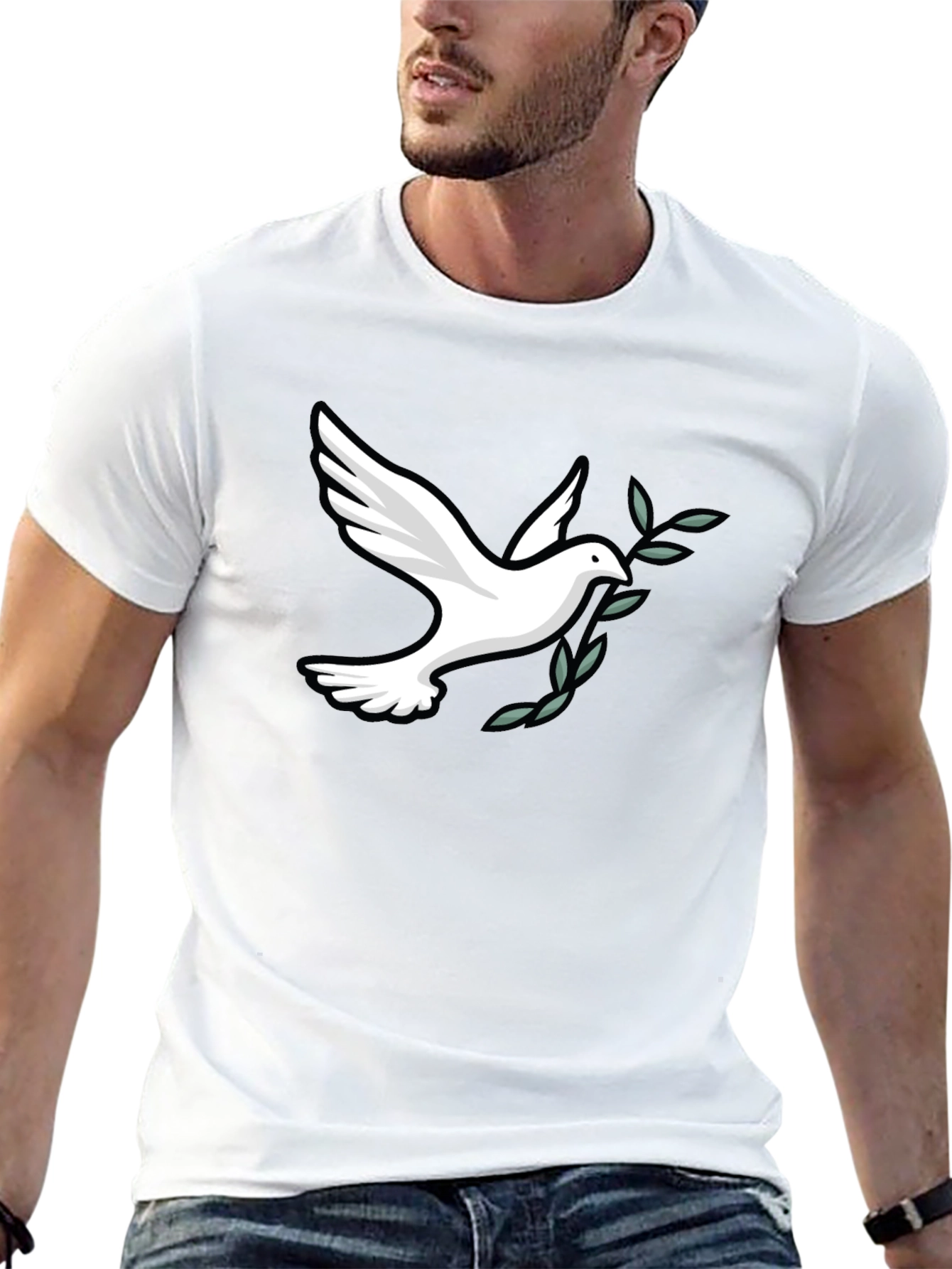 Black Peace Dove Graphic Tee - Soft Black Cotton Blend view 13