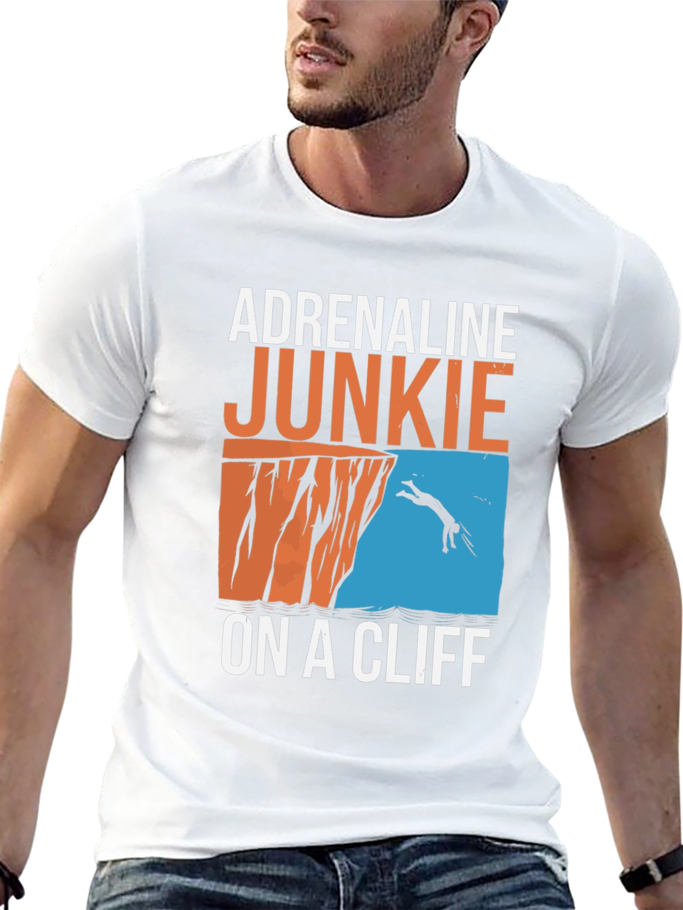 Black Adrenaline Junkie On A Cliff T-Shirt - Black view 13