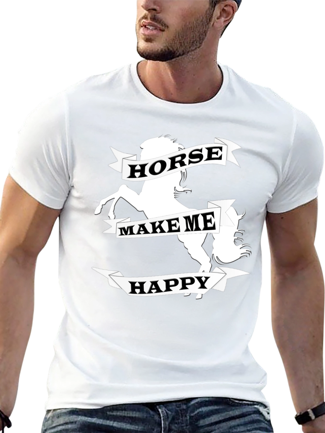 Black Horse Make Me Happy Graphic Tee - Black view 13
