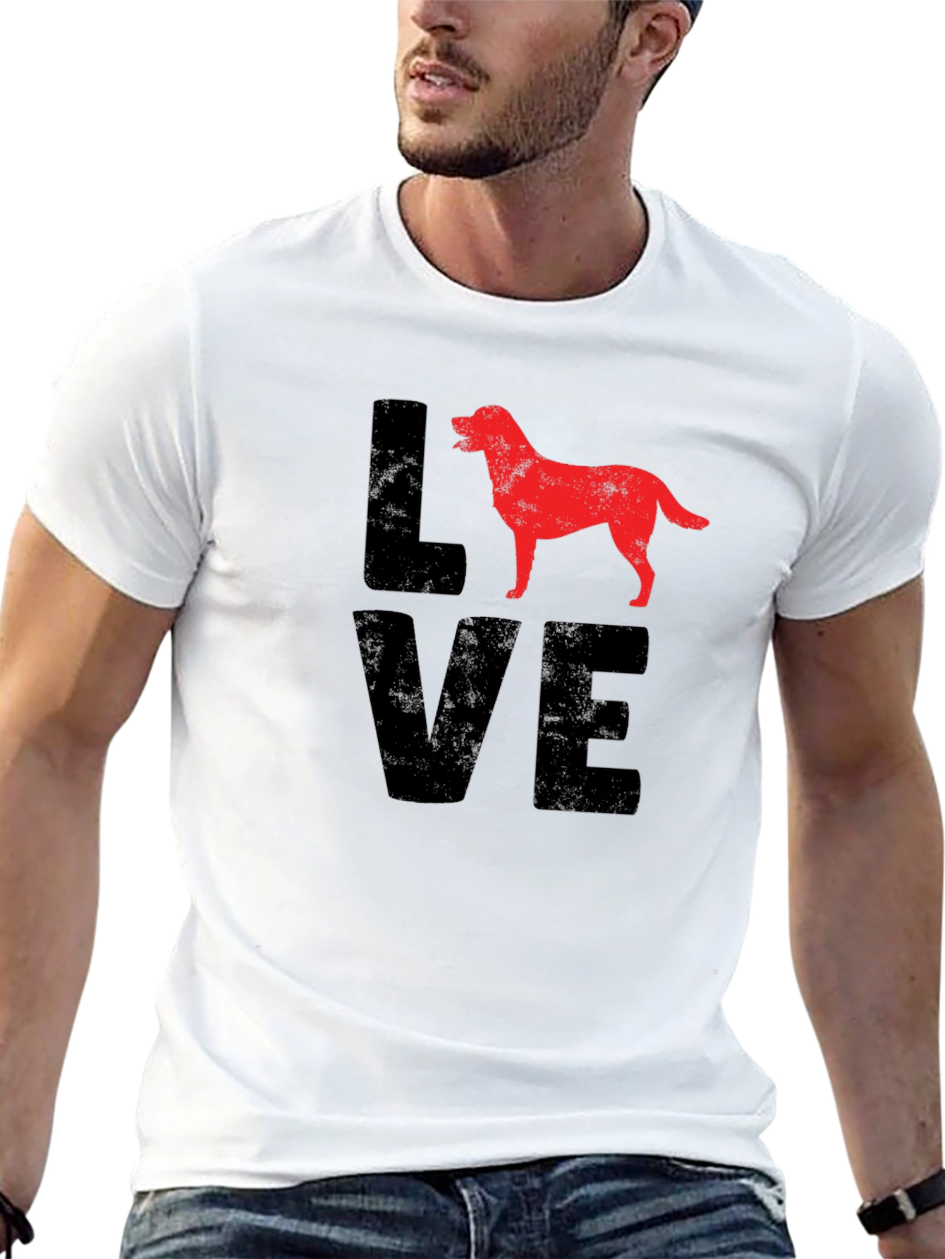 Black Love Dog Graphic Tee - Black Cotton Casual T-Shirt view 13