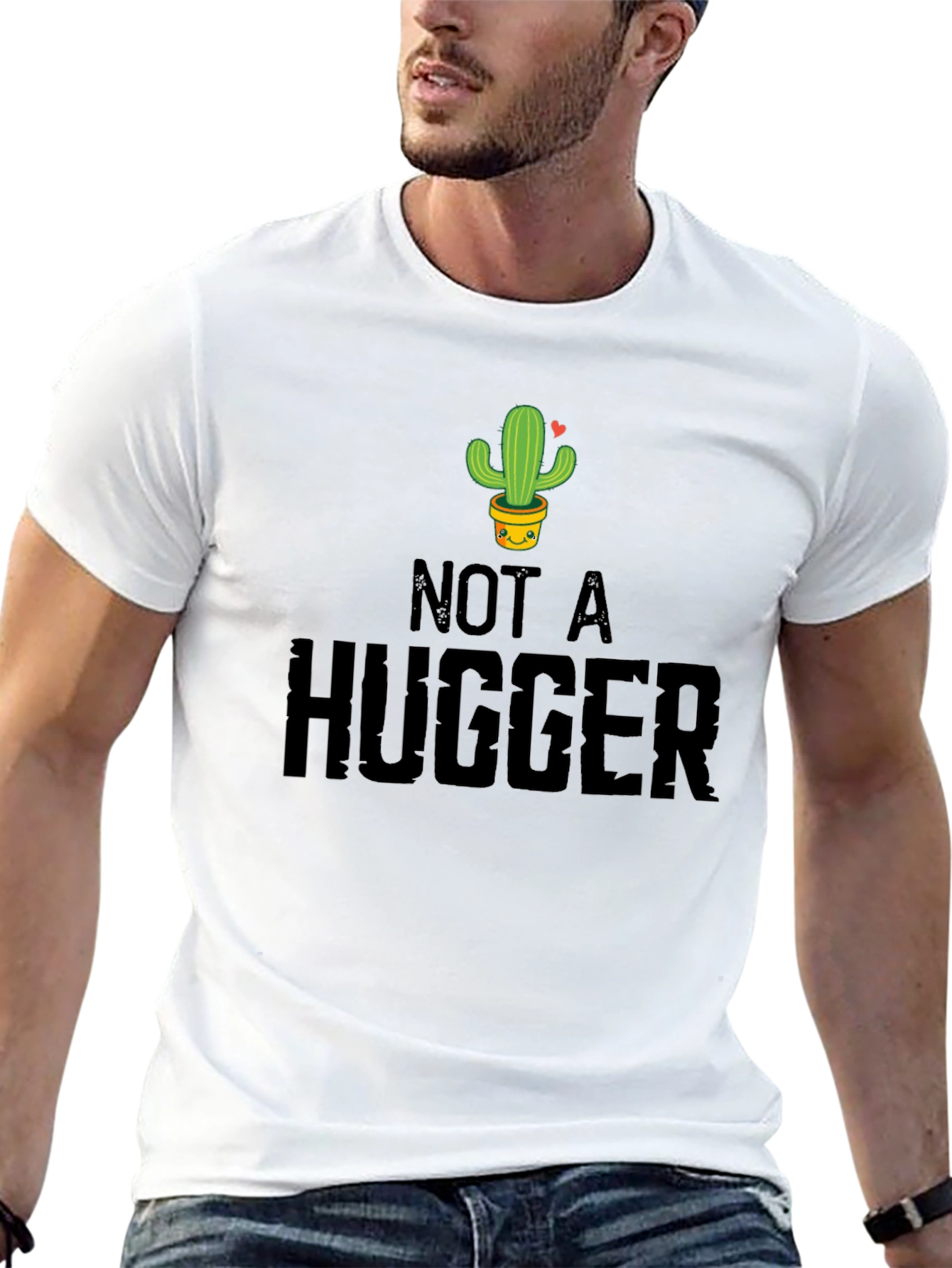 Black Not a Hugger Cactus Graphic Tee - Unisex view 13