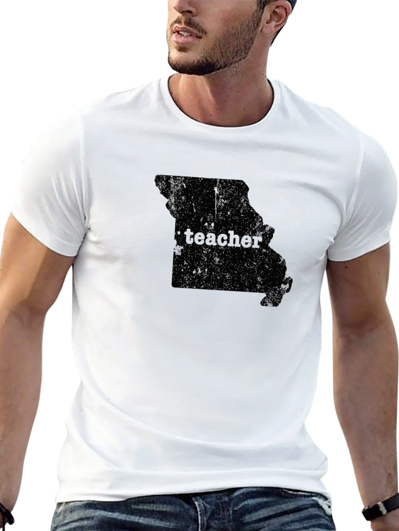 Black Teacher Missouri State Outline Graphic T-Shirt view 13