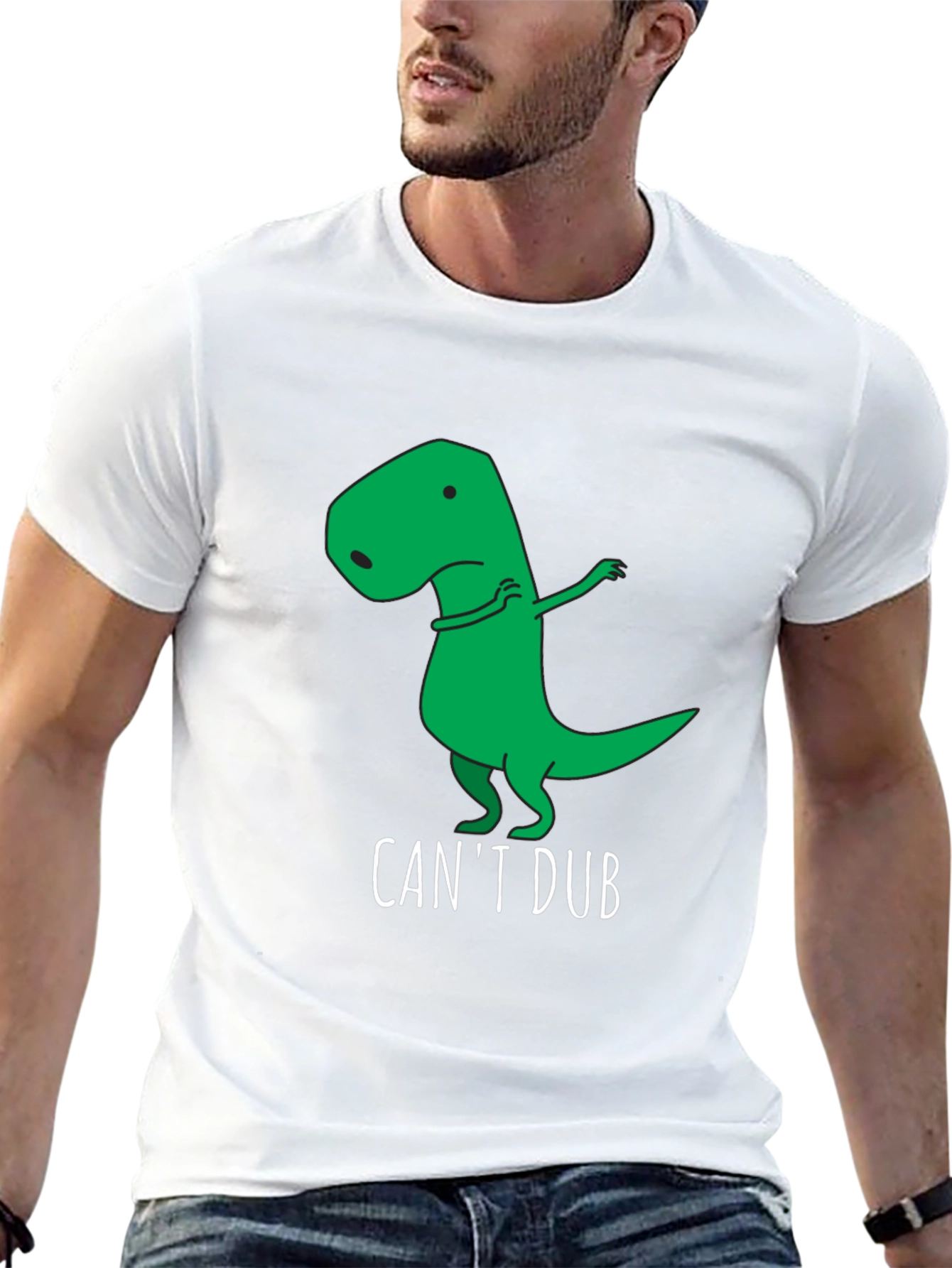 Black Funny "Can't Dub" Dinosaur T-Shirt view 13