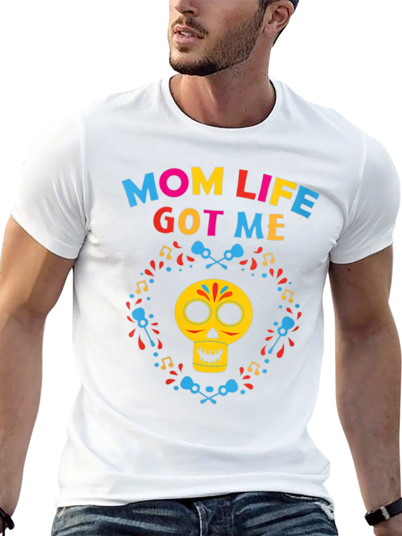 Black Mom Life Got Me Day of the Dead T-Shirt view 13