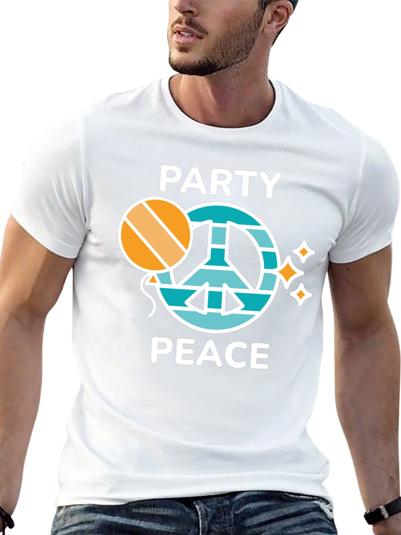 Black Party Peace Graphic Tee - Unisex Crew Neck view 13